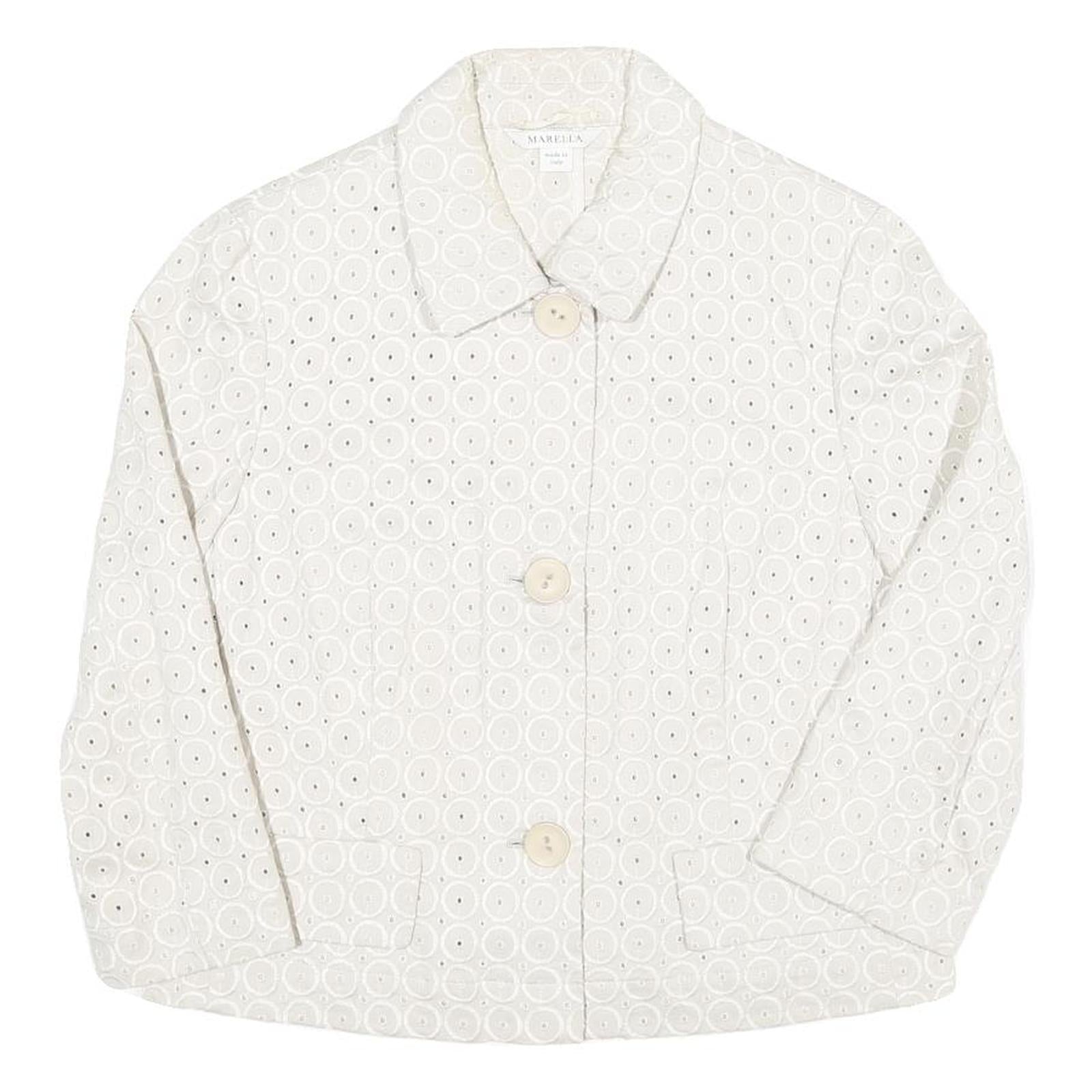 Womens White Circular Eyelet Button Jacket M Polyester Blend Button Closure Refurbished - N/A refurbished available on Cerqular
