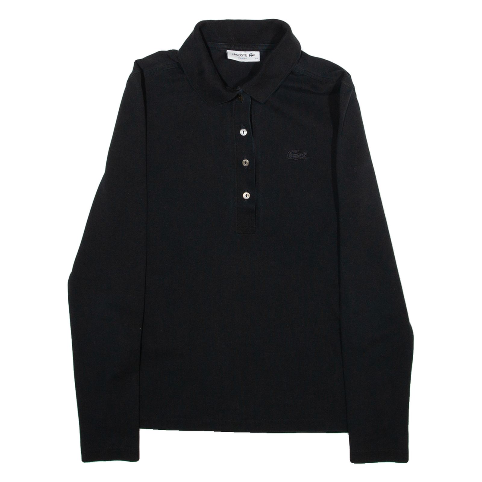 LACOSTE Slim Fit Womens Polo Shirt Black Long Sleeve XS Refurbished - N/A refurbished available on Cerqular