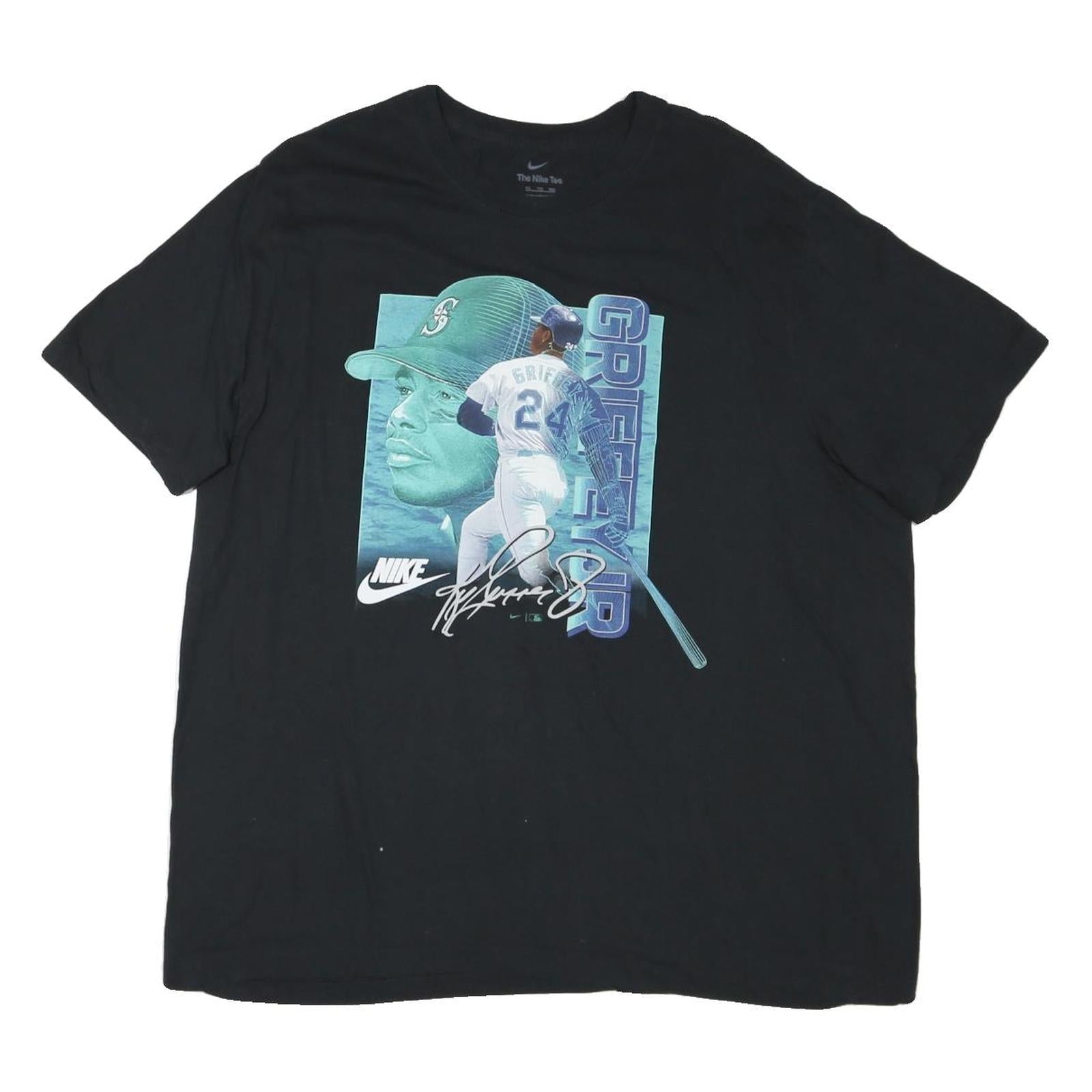 NIKE Mens Black Griffey Baseball Graphic T-Shirt 2XL Short Sleeve Crew Neck Refurbished - N/A refurbished available on Cerqular