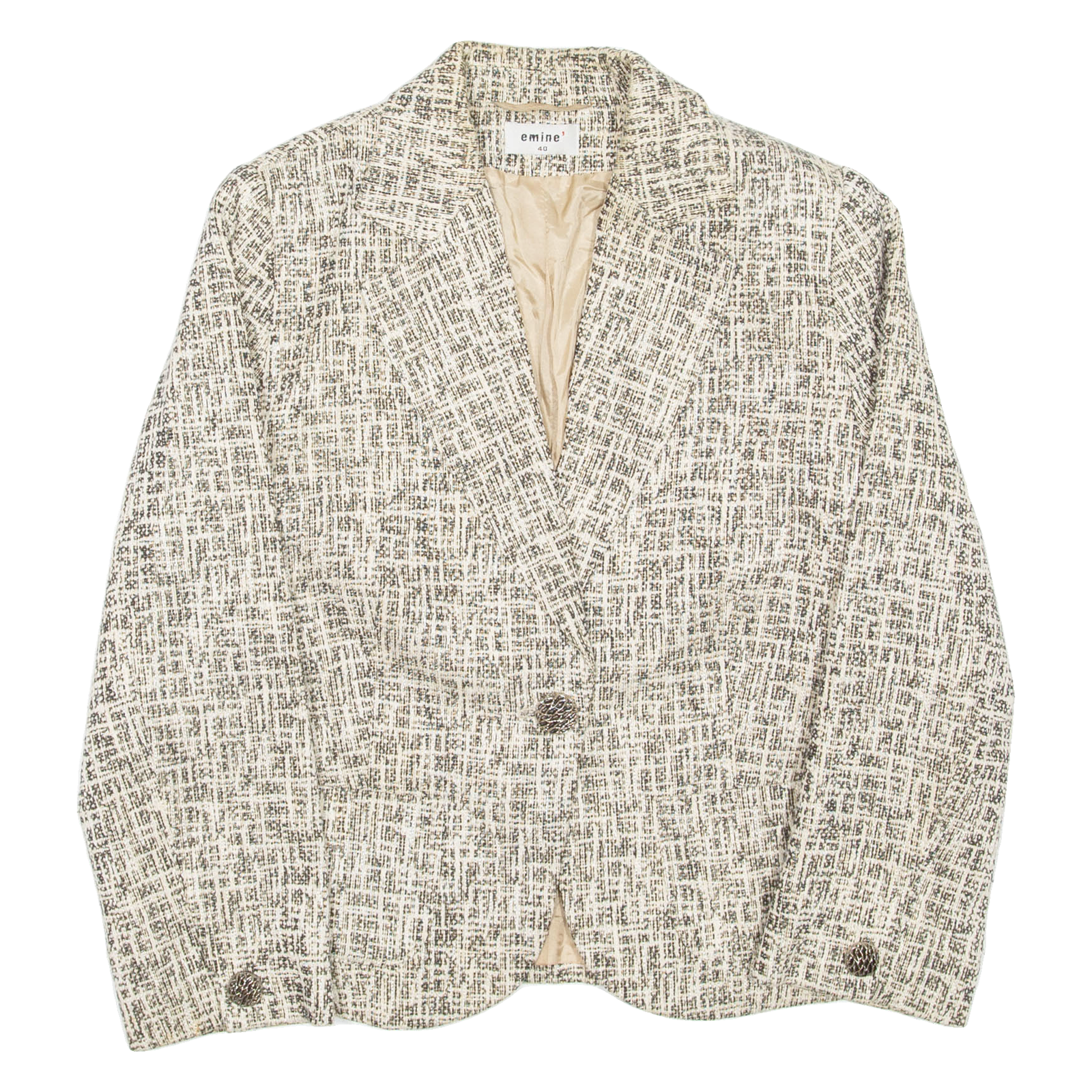 EMINE Womens Blazer Coat Beige UK 14 Refurbished - N/A refurbished available on Cerqular