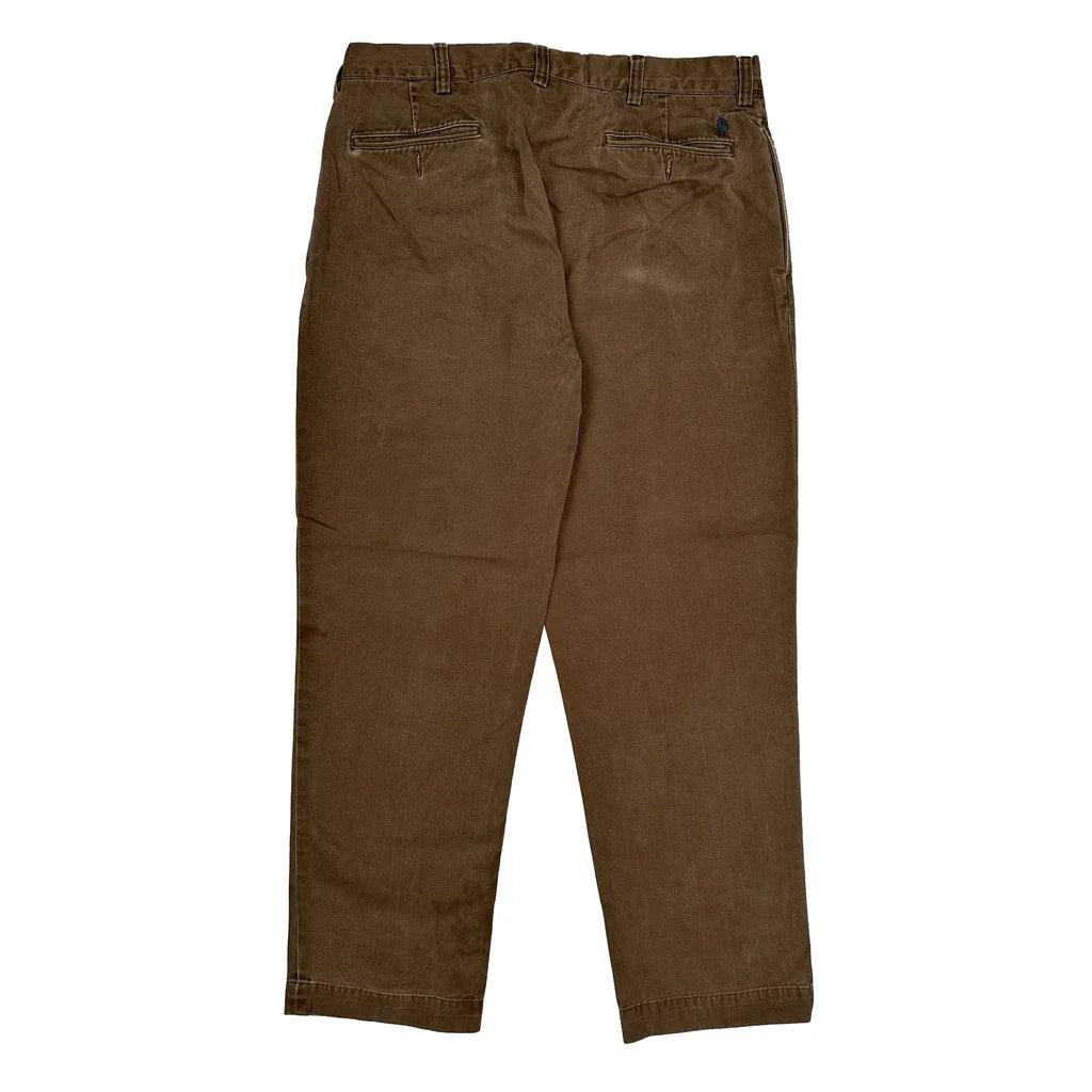 Polo By Ralph Lauren Trousers - 34W 29L Brown Cotton Refurbished - Thrifted (note: this is a term often used to describe second- refurbished available on Cerqular