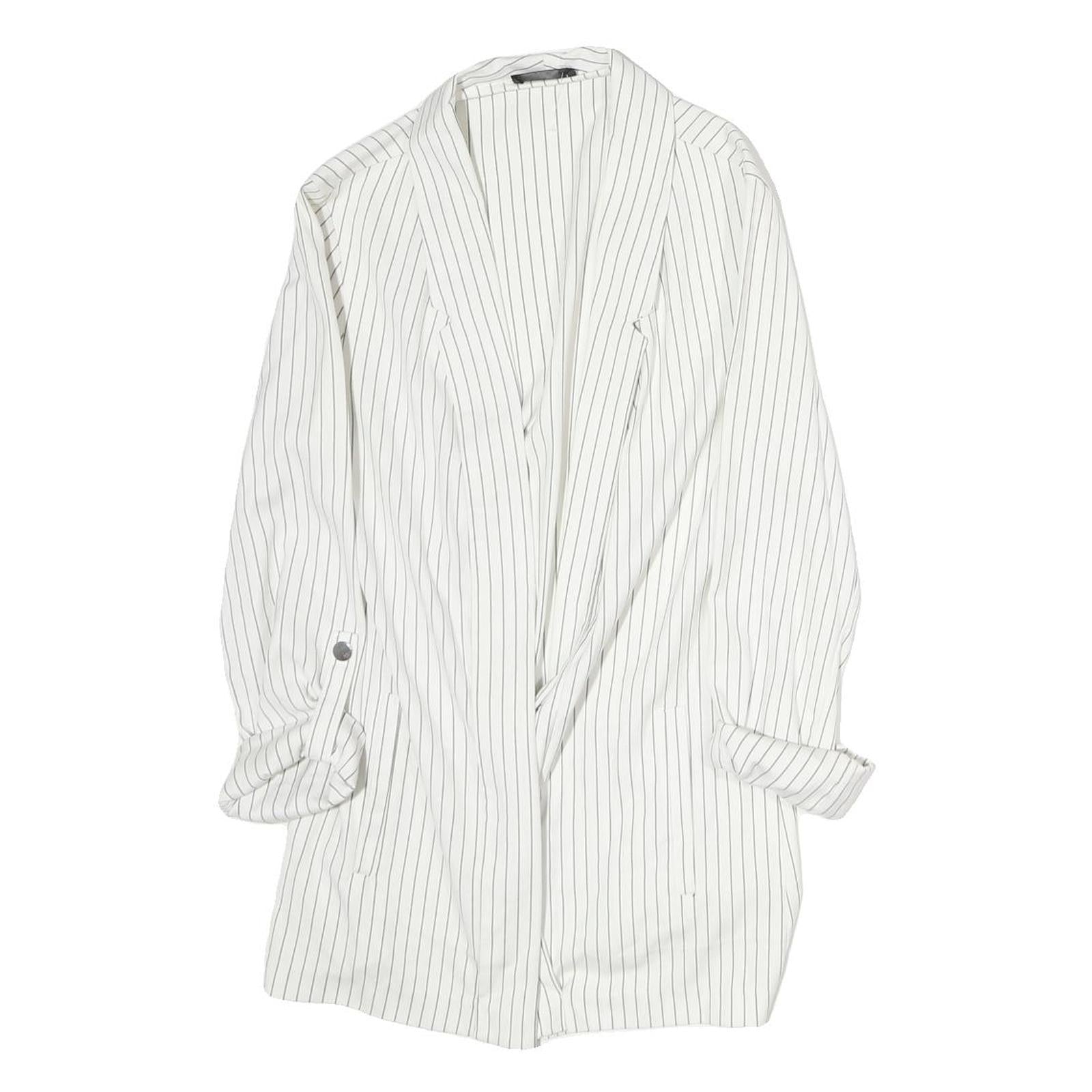 TALLY WEIJL Womens White & Black Pinstripe Long Sleeve Jacket S Cotton Blend Refurbished - N/A refurbished available on Cerqular