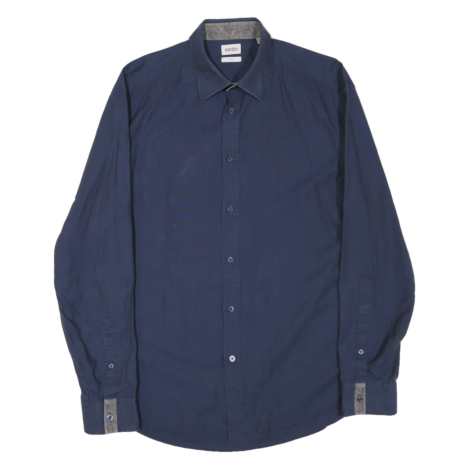 KENZO Mens Blue Plain Shirt M Cotton Blend Long Sleeve Button Closure Refurbished - N/A refurbished available on Cerqular