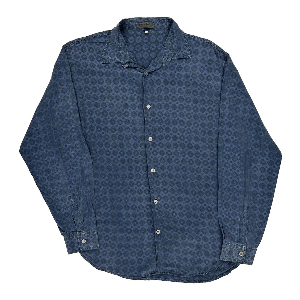 Claudio La Viola Shirt - Large Blue Cotton Refurbished - Thrifted (note: this is a term often used to describe second- refurbished available on Cerqular