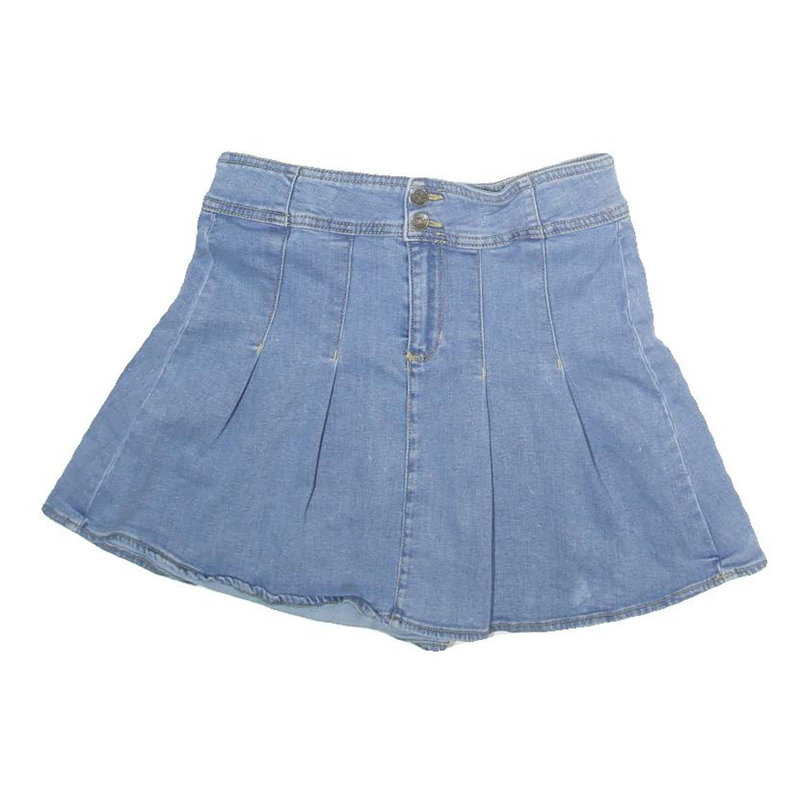 COLOURFUL PLANET Womens Blue Denim Pleated Mini Cotton Blend Skirt M Casual Refurbished - N/A refurbished available on Cerqular