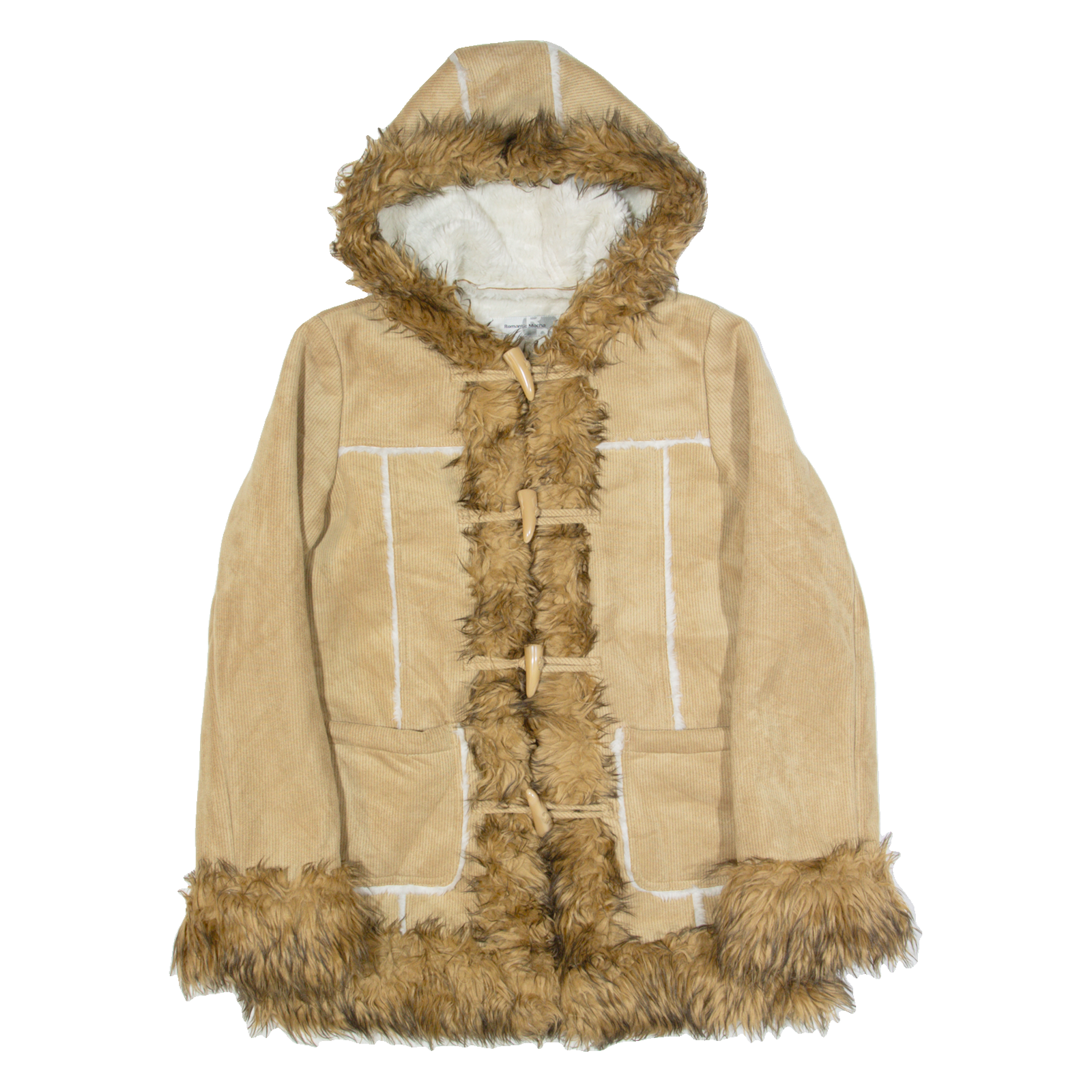 ROMANTIC MOCHA Sherpa Lined Womens Duffle Coat Brown Hooded M Refurbished - N/A refurbished available on Cerqular