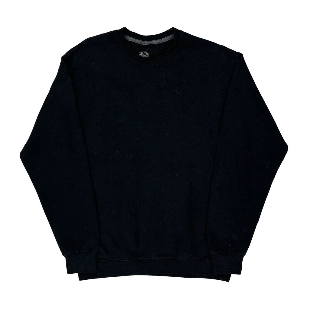Fruit Of The Loom Sweatshirt - XL Black Cotton Refurbished - Thrifted (note: this is a term often used to describe second- refurbished available on Cerqular