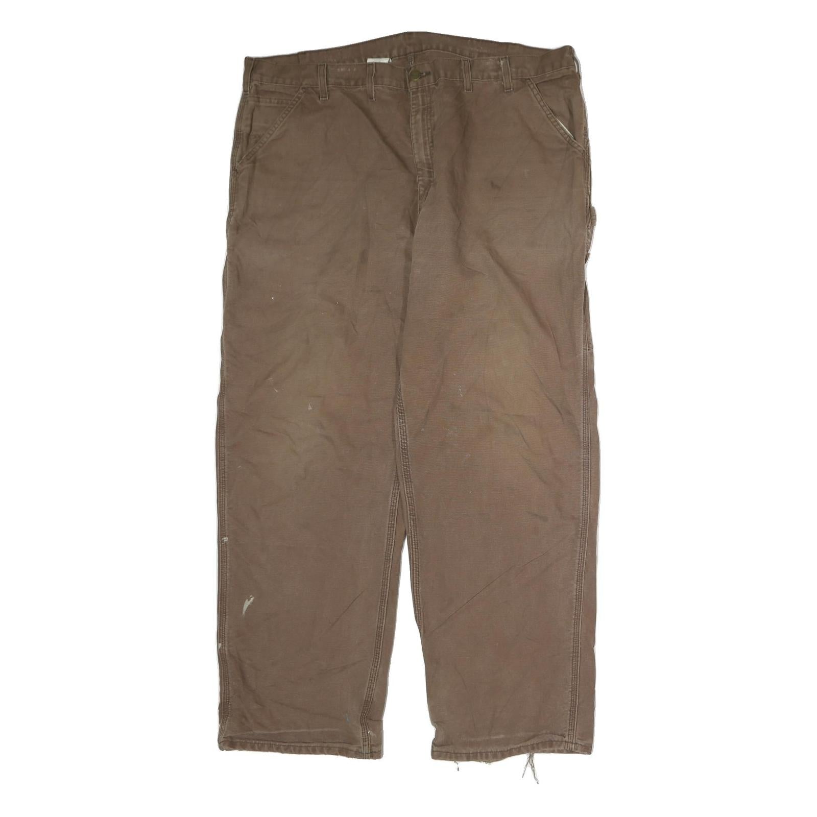 CARHARTT Mens Brown Cotton Regular Fit Straight Leg Trousers W44 L32 Workwear Refurbished - N/A refurbished available on Cerqular