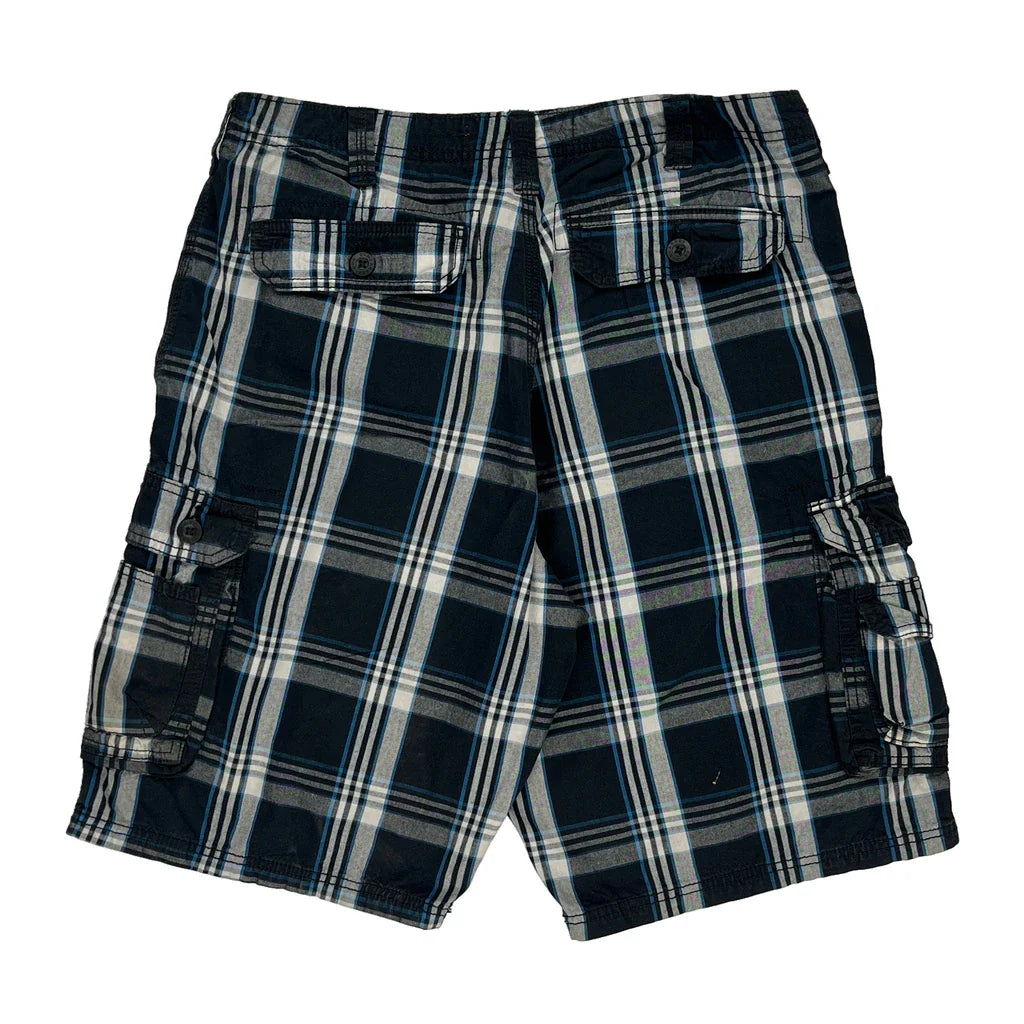 Lee Checked Cargo Shorts - 34W 10L Blue Cotton Refurbished - Thrifted (note: this is a term often used to describe second- refurbished available on Cerqular