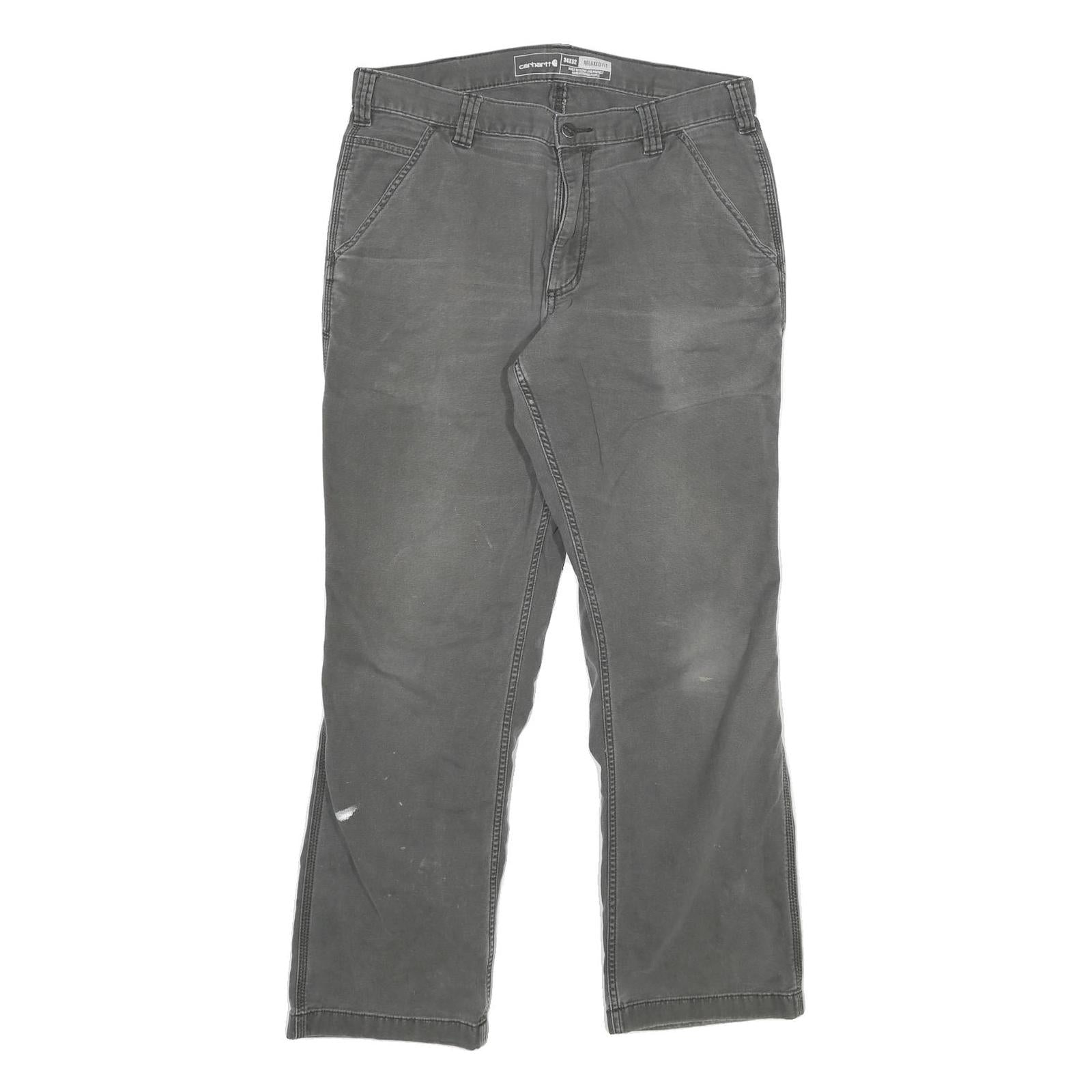 CARHARTT Mens Cotton Blend Grey Relaxed Straight Trousers W32 L29 Workwear Refurbished - N/A refurbished available on Cerqular