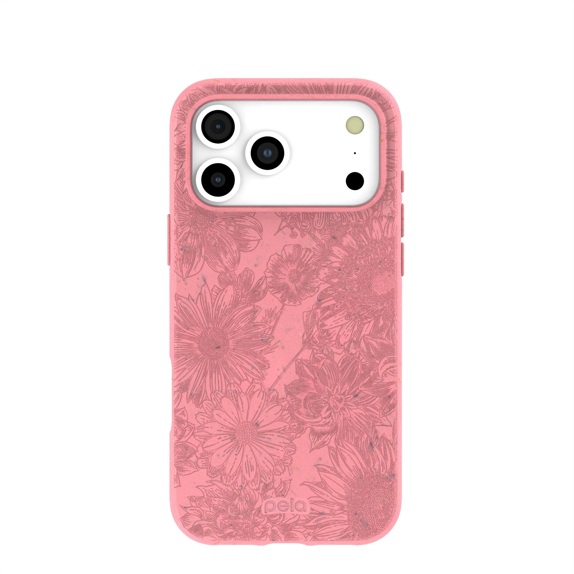 Bubblegum Pink Flora iPhone 17 Pro Max Case | MagSafe Compatibility: With MagSafe Refurbished - Pela Case refurbished available on Cerqular