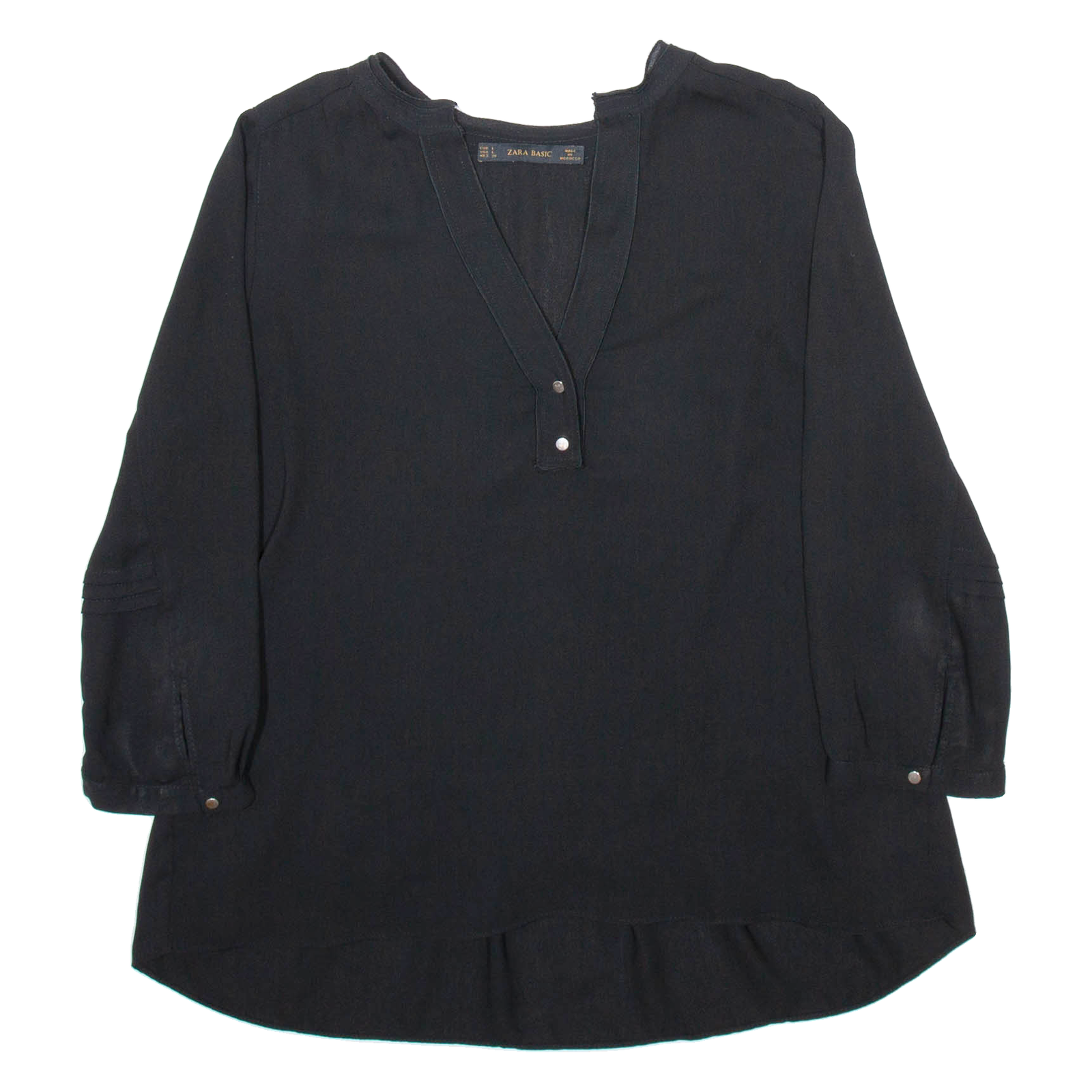 ZARA Womens Blouse Black V-Neck Long Sleeve Viscose L Refurbished - N/A refurbished available on Cerqular