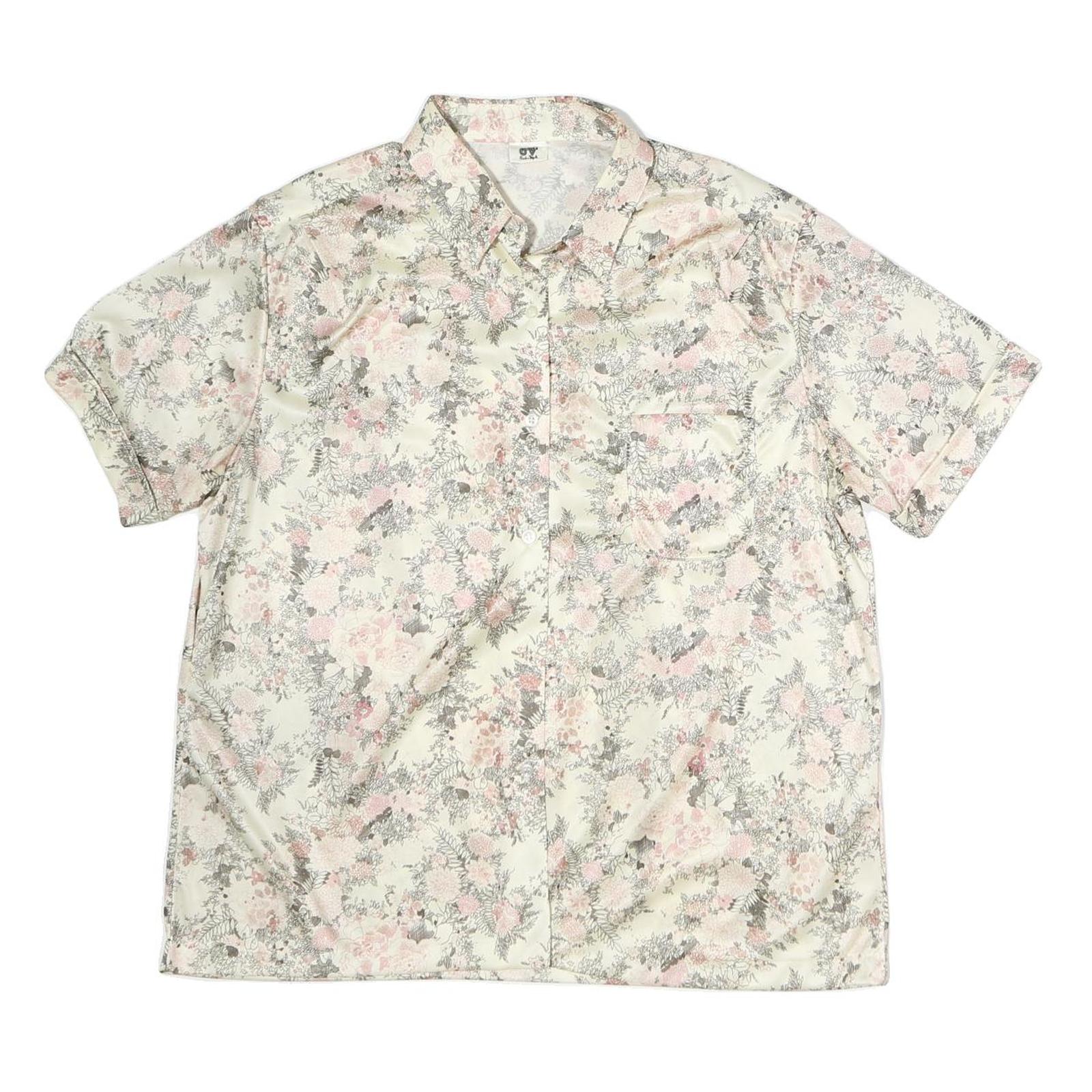 CV Womens Cream Floral Print Shirt Short Sleeve Collared M Silk Top Refurbished - N/A refurbished available on Cerqular