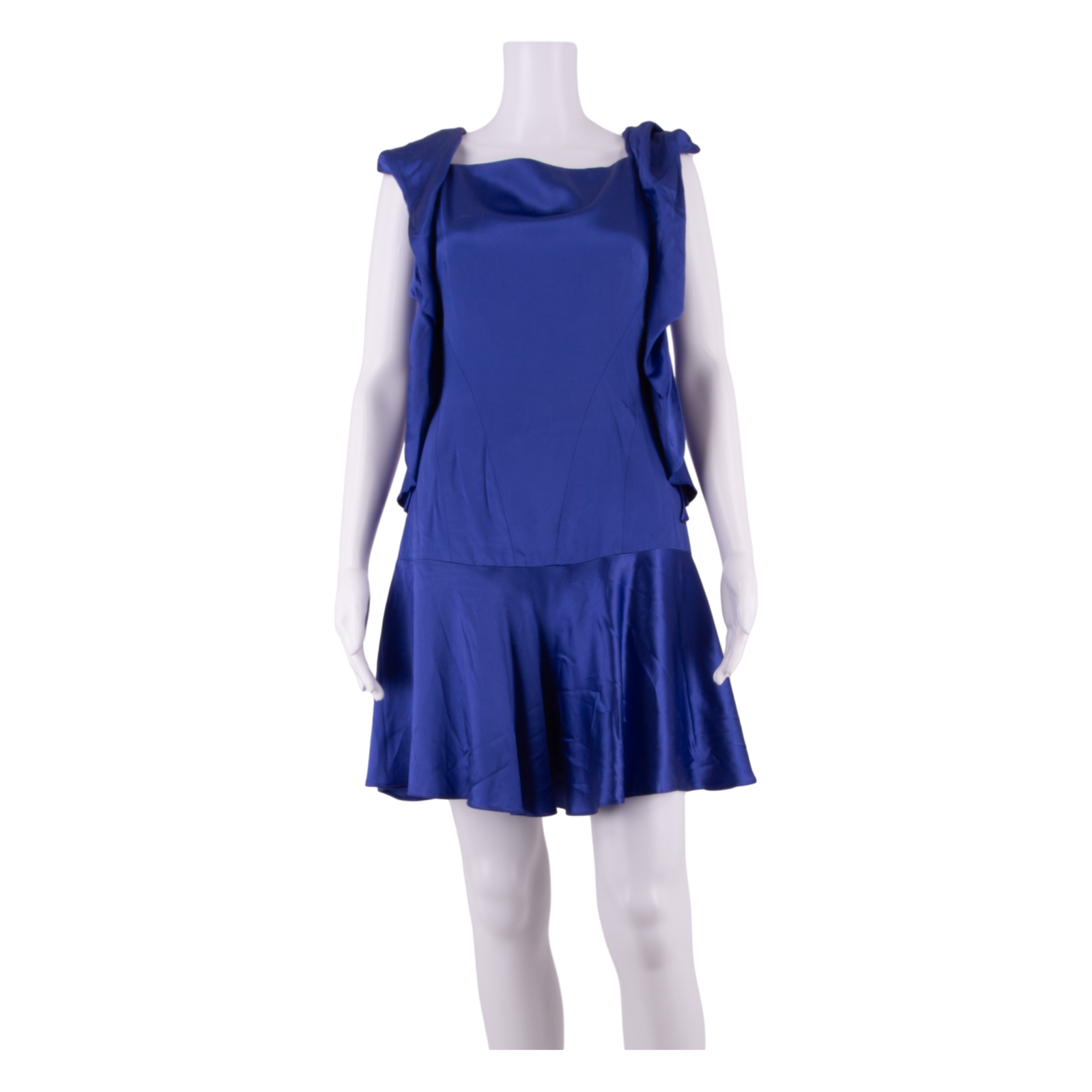 KAREN MILLEN Womens Fit & Flare Dress Blue Short Sleeve Knee Length UK 10 Refurbished - N/A refurbished available on Cerqular