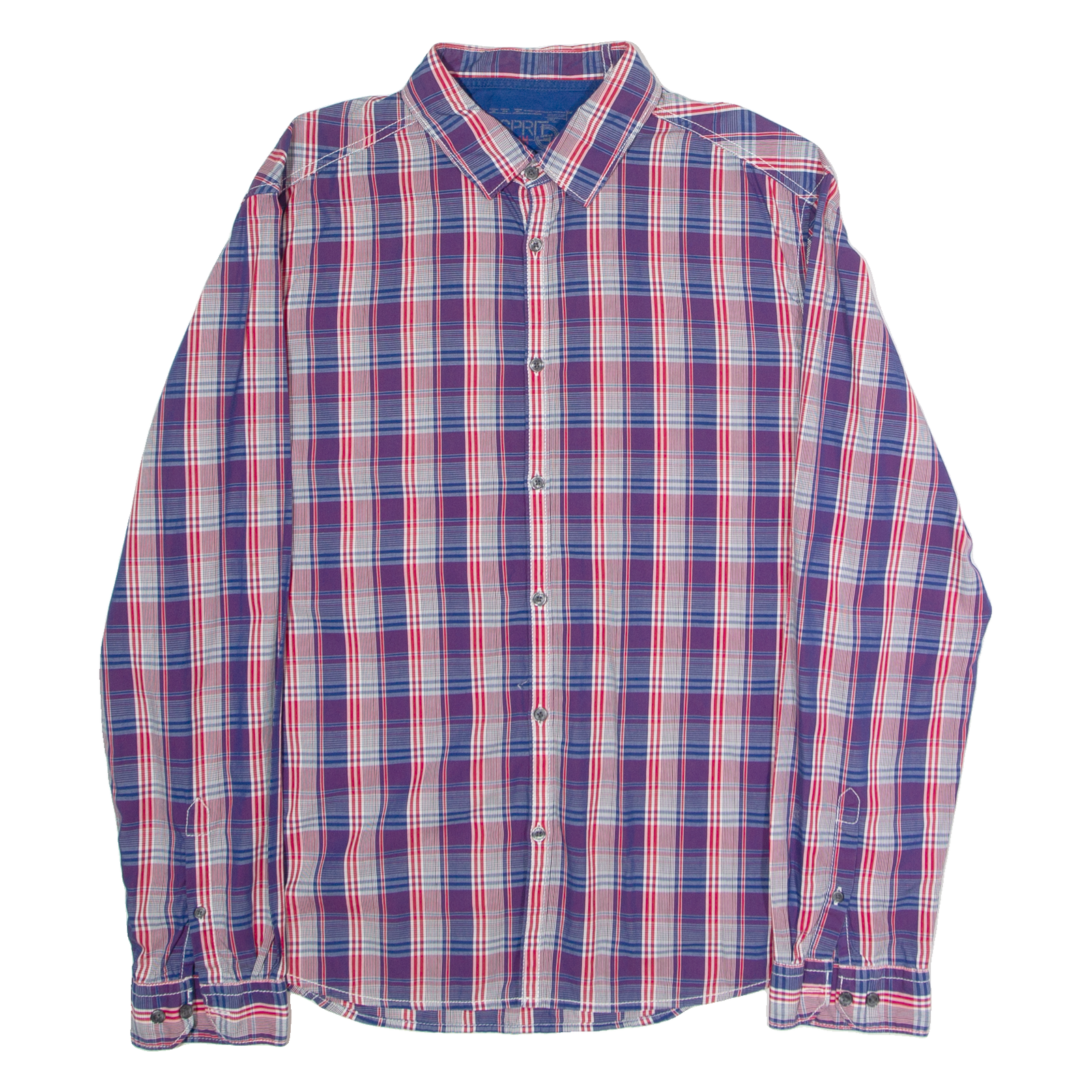 ESPRIT Slim Fit Mens Shirt Blue Check Long Sleeve XL Refurbished - N/A refurbished available on Cerqular