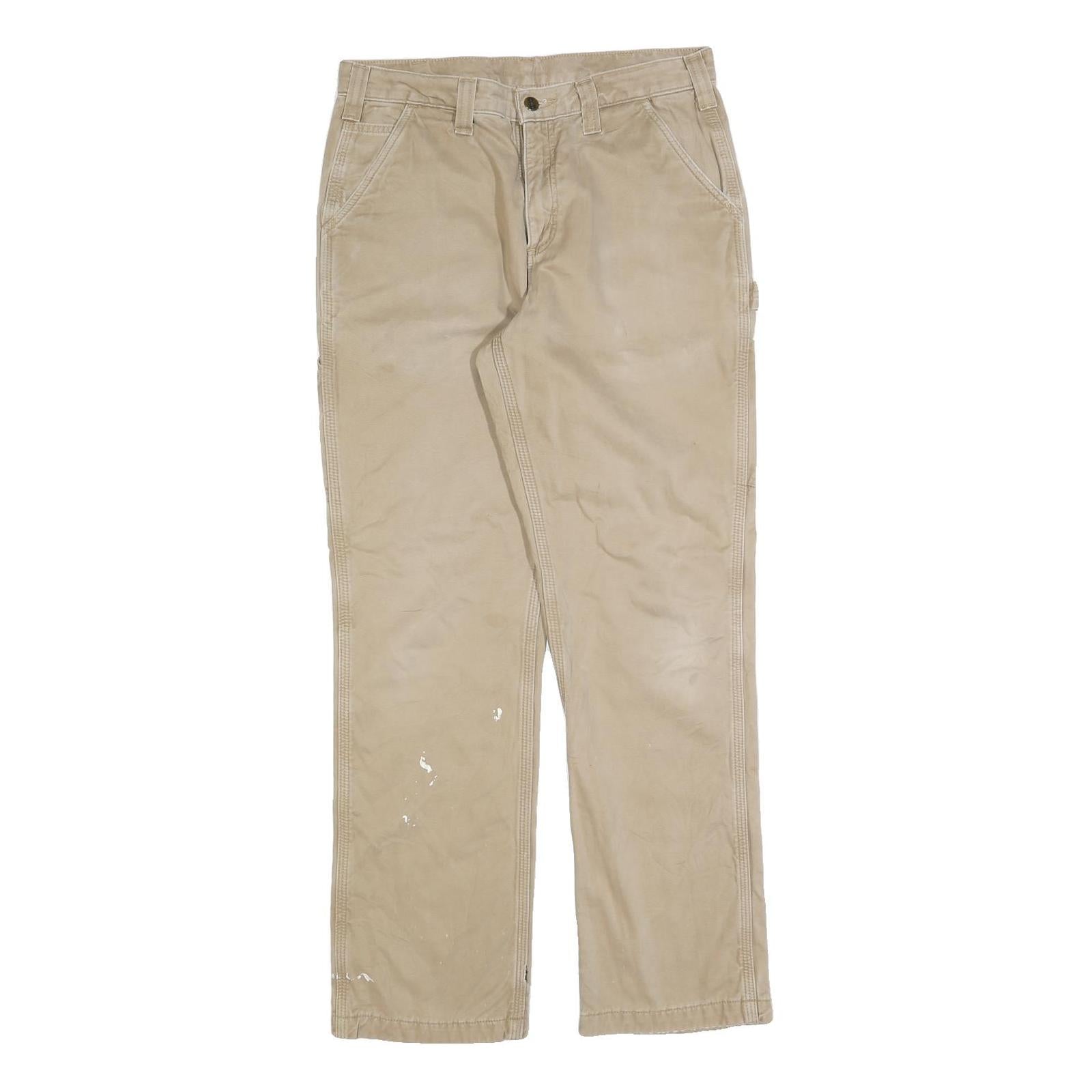 CARHARTT Mens Cotton Blend Beige Relaxed Straight Trousers W32 L32 Workwear Refurbished - N/A refurbished available on Cerqular