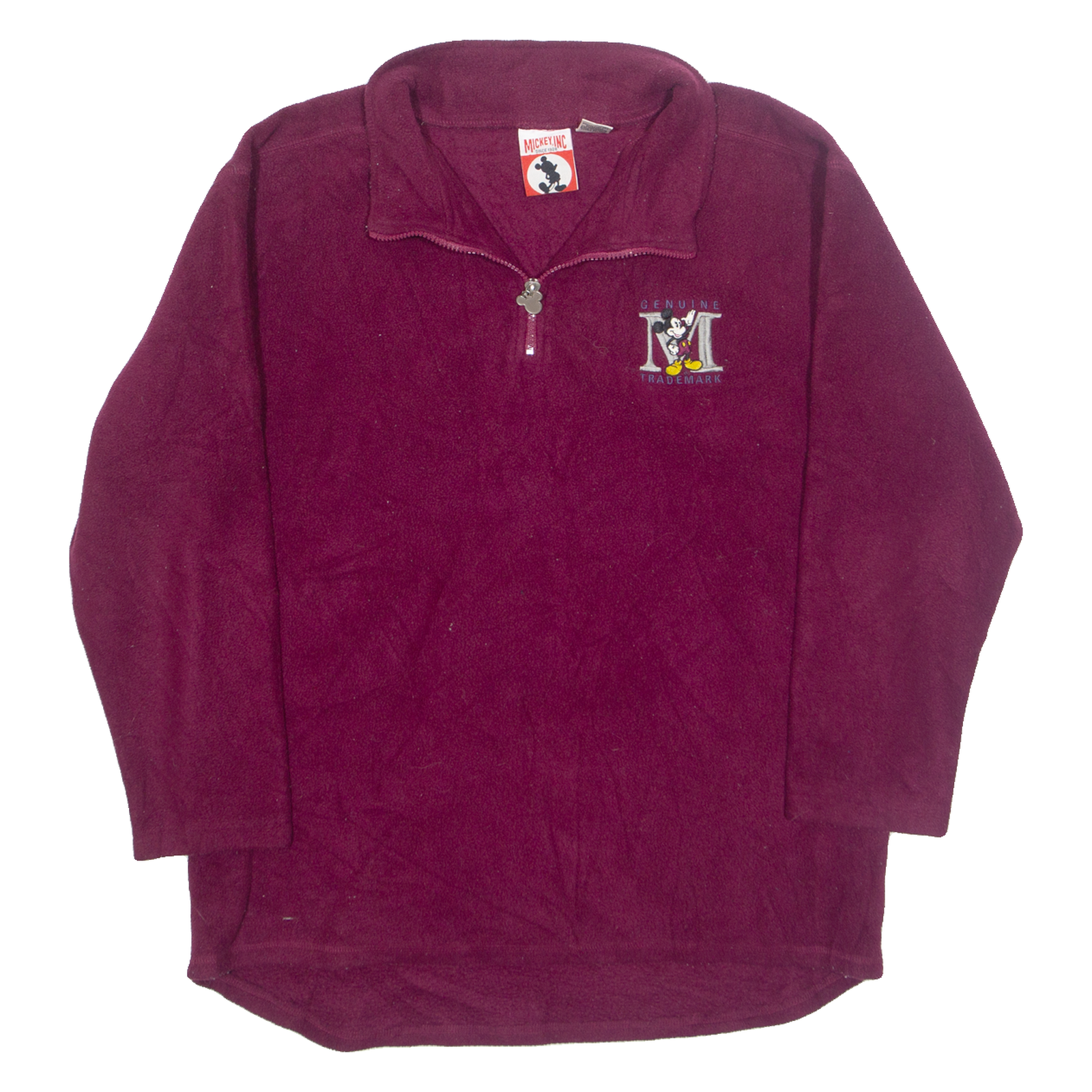 DISNEY Mickey INC Fleece Womens Sweatshirt Maroon 90s USA M Refurbished - N/A refurbished available on Cerqular