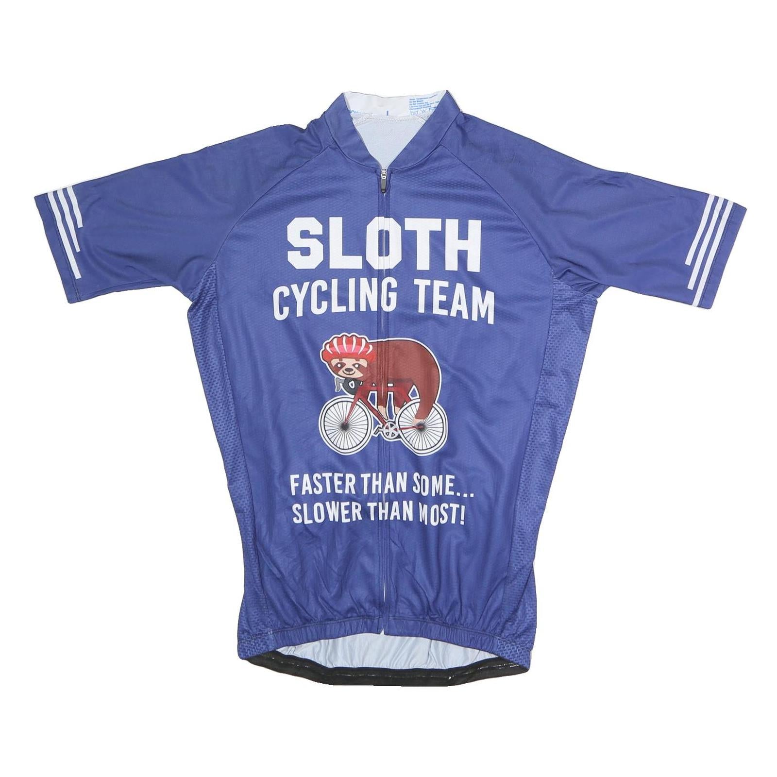 Mens Blue Sloth Cycling Team Zip Front Short Sleeve Jersey L Casual Sportswear Refurbished - N/A refurbished available on Cerqular