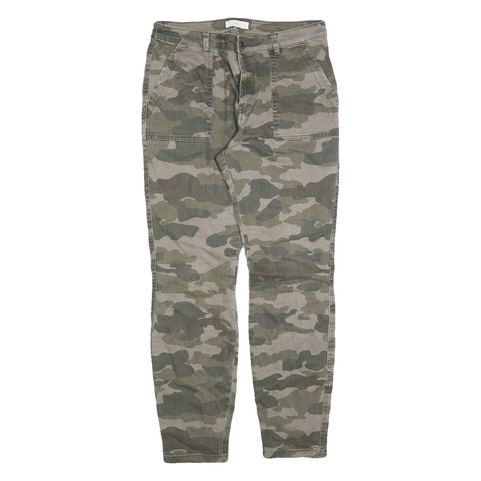H&M Womens Cotton Blend Slim Camouflage Tapered Trousers W30 L28 Fashion Casual Refurbished - N/A refurbished available on Cerqular
