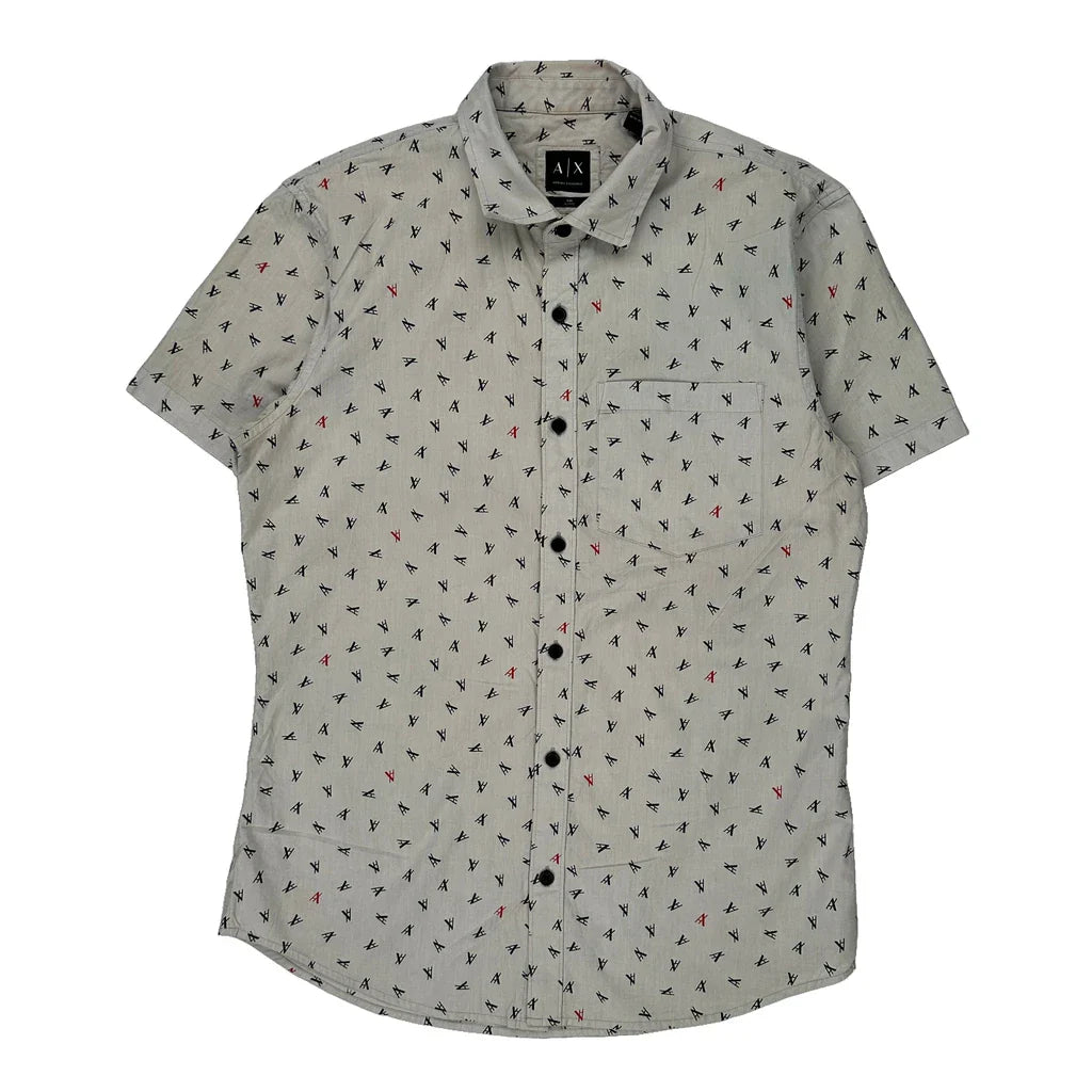 Buy Armani Exchange Slim Short Sleeve Shirt - Medium White Cotton Refurbished - $37.57 Armani Exchange Slim Short Sleeve Shirt - Medium White Cotton Refurbished - Thrifted (note: this is a term often used to describe second- refurbished available on Cerqular