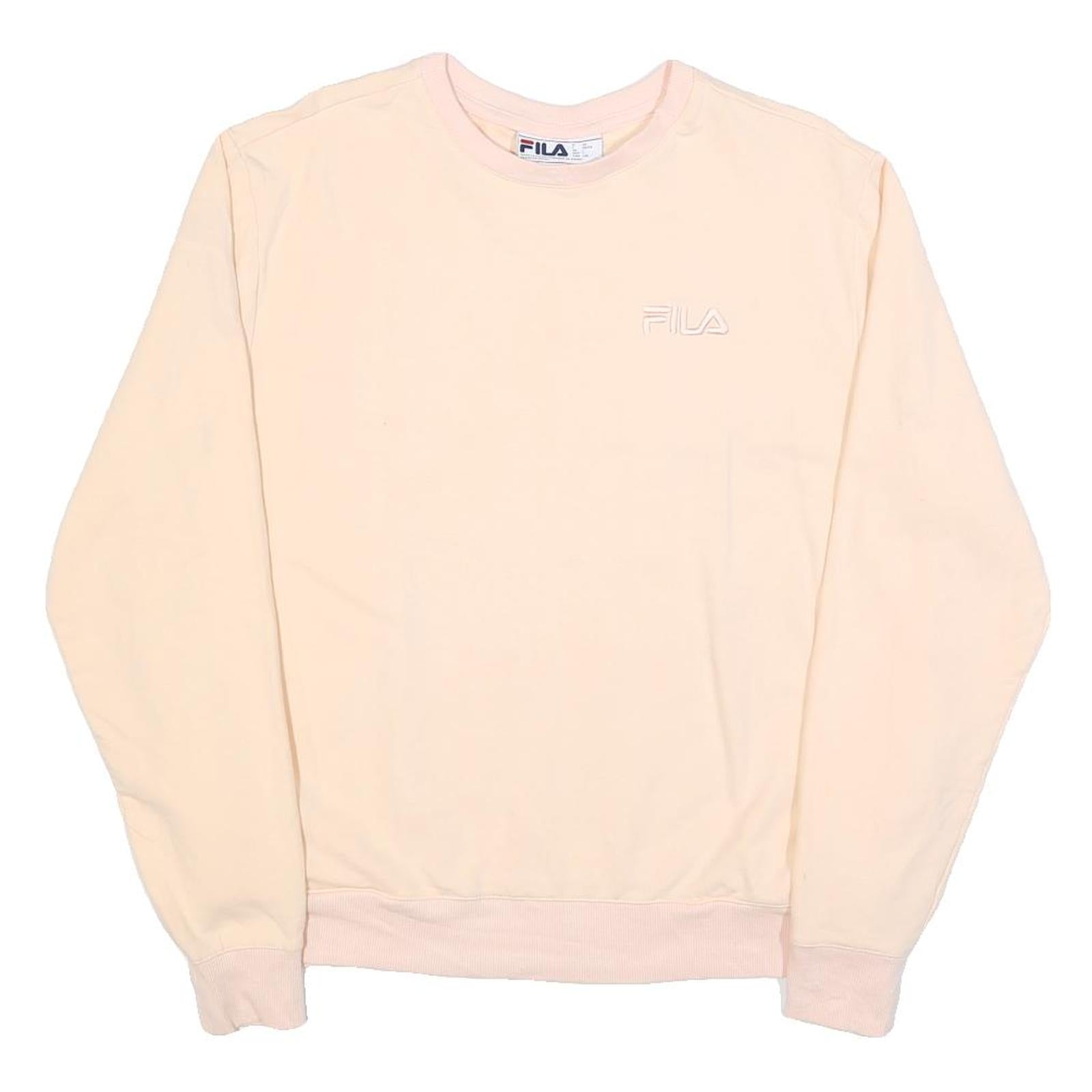 FILA Womens Cream Sweatshirt Crew Neck L Cotton Blend Logo Embroidered Refurbished - N/A refurbished available on Cerqular