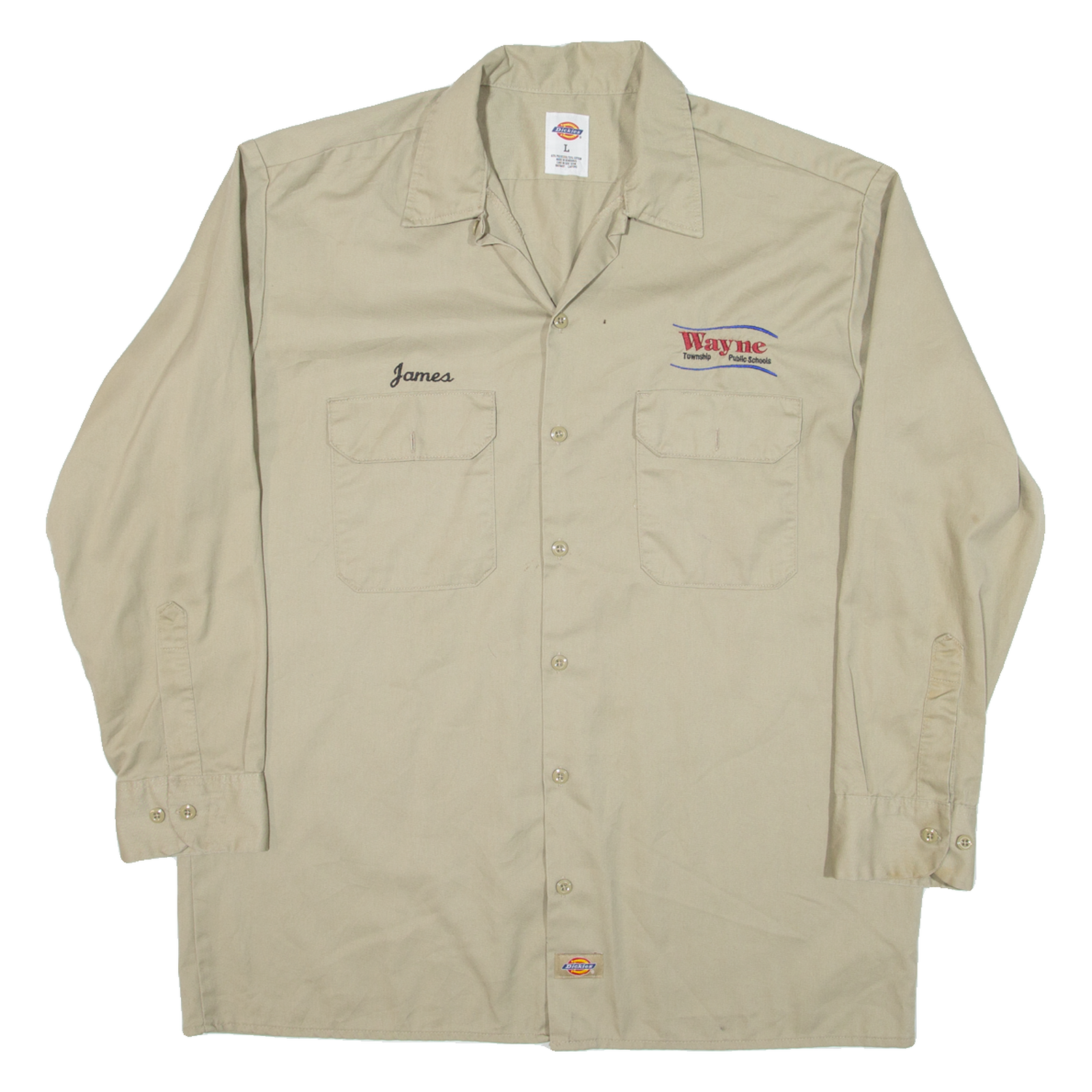 DICKIES Mens Worker Shirt Beige Long Sleeve L Refurbished - N/A refurbished available on Cerqular