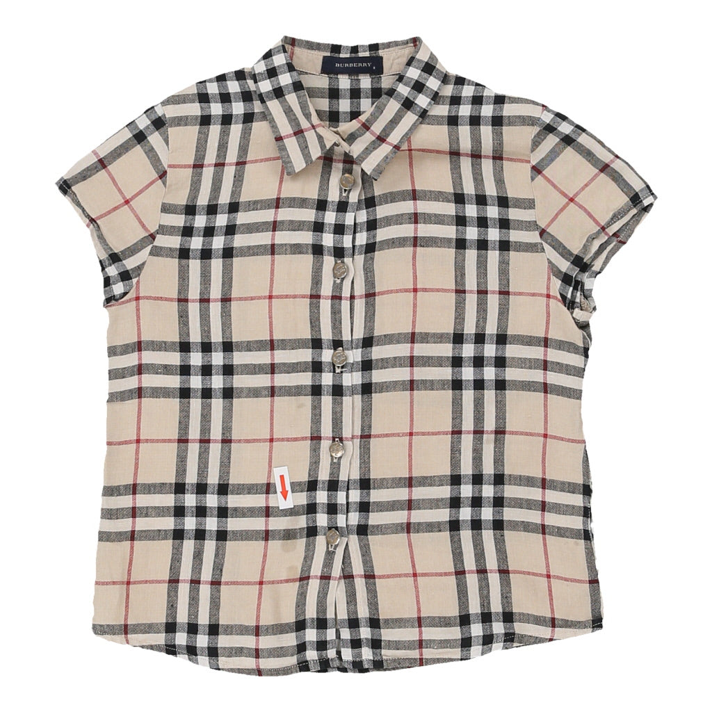 8 Years Burberry Novacheck Short Sleeve Shirt - Small Beige Cotton | Size: small Refurbished - N/A (Preloved Designer is not a specific brand, it refurbished available on Cerqular