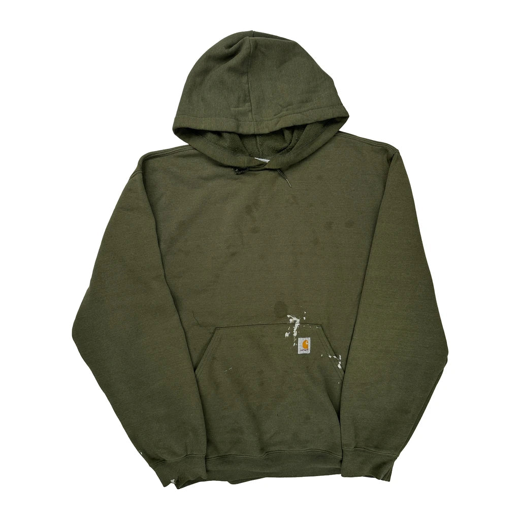 Carhartt Hoodie - Large Green Cotton Blend Refurbished - Thrifted (note: this is a term often used to describe second- refurbished available on Cerqular