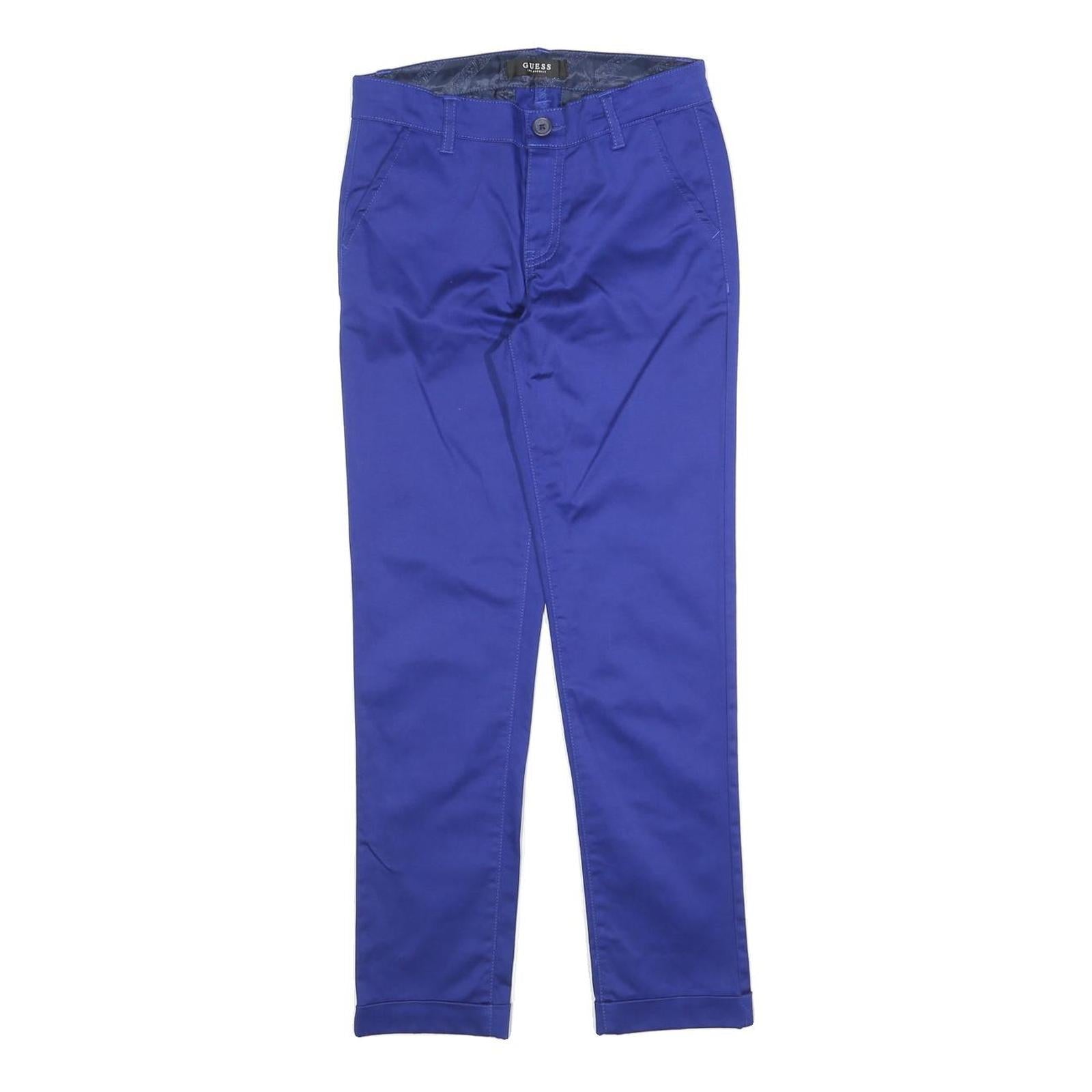 GUESS Womens Cotton Blend Blue Slim Straight Trousers W26 L26 Classic Zip Refurbished - N/A refurbished available on Cerqular