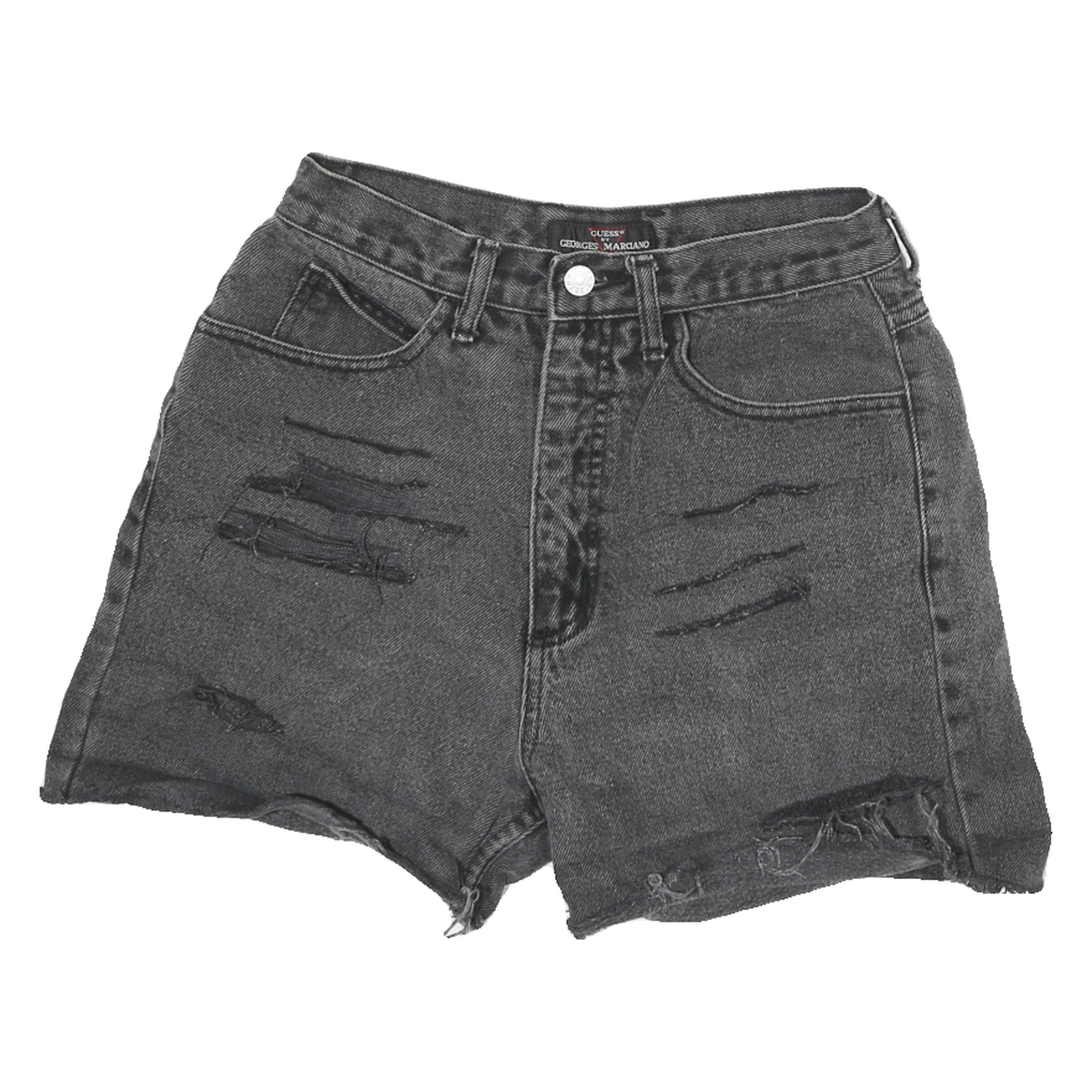 GUESS Womens Shorts Black Denim Distressed M W24 Ripped Casual Summer Refurbished - N/A refurbished available on Cerqular