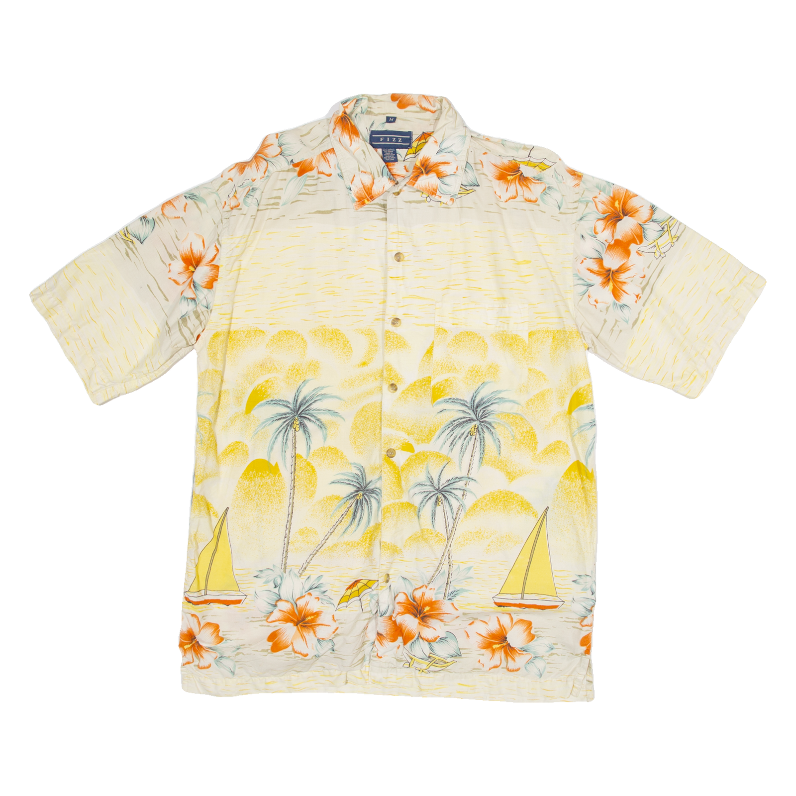 FIZZ Mens Hawaiian Shirt Yellow Floral M Refurbished - N/A refurbished available on Cerqular