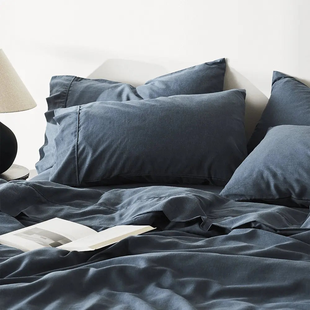 Linen+ Bamboo Pillowcase Set | Color: Ink | Size: King Refurbished - Ettitude refurbished available on Cerqular