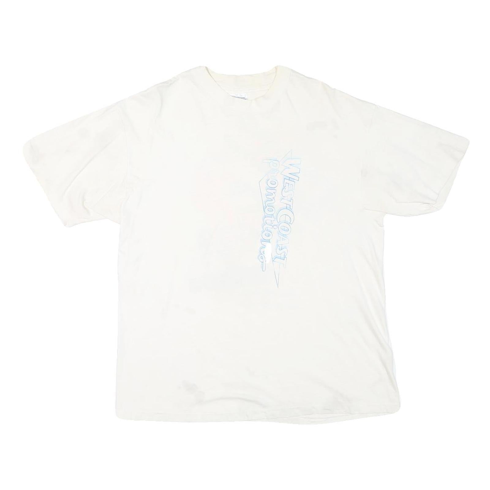 HANES Mens White West Coast Promotions T-Shirt L Short Sleeve Crew Neck Vintage Refurbished - N/A refurbished available on Cerqular