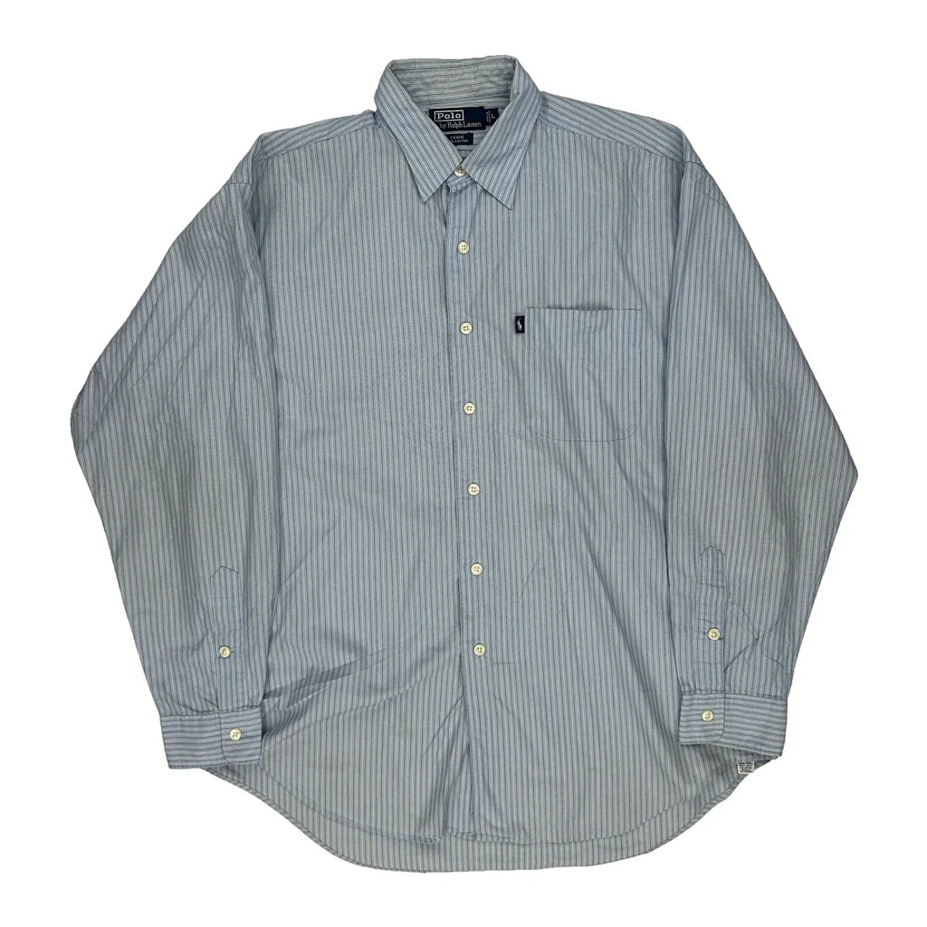 Buy Polo By Ralph Lauren Striped Shirt - Large Blue Cotton Refurbished - $29.13 Polo By Ralph Lauren Striped Shirt - Large Blue Cotton Refurbished - Thrifted (note: this is a term often used to describe second- refurbished available on Cerqular