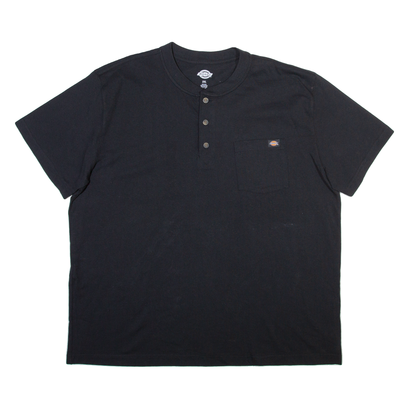 DICKIES Mens T-Shirt Black Button Neck 2XL Refurbished - N/A refurbished available on Cerqular
