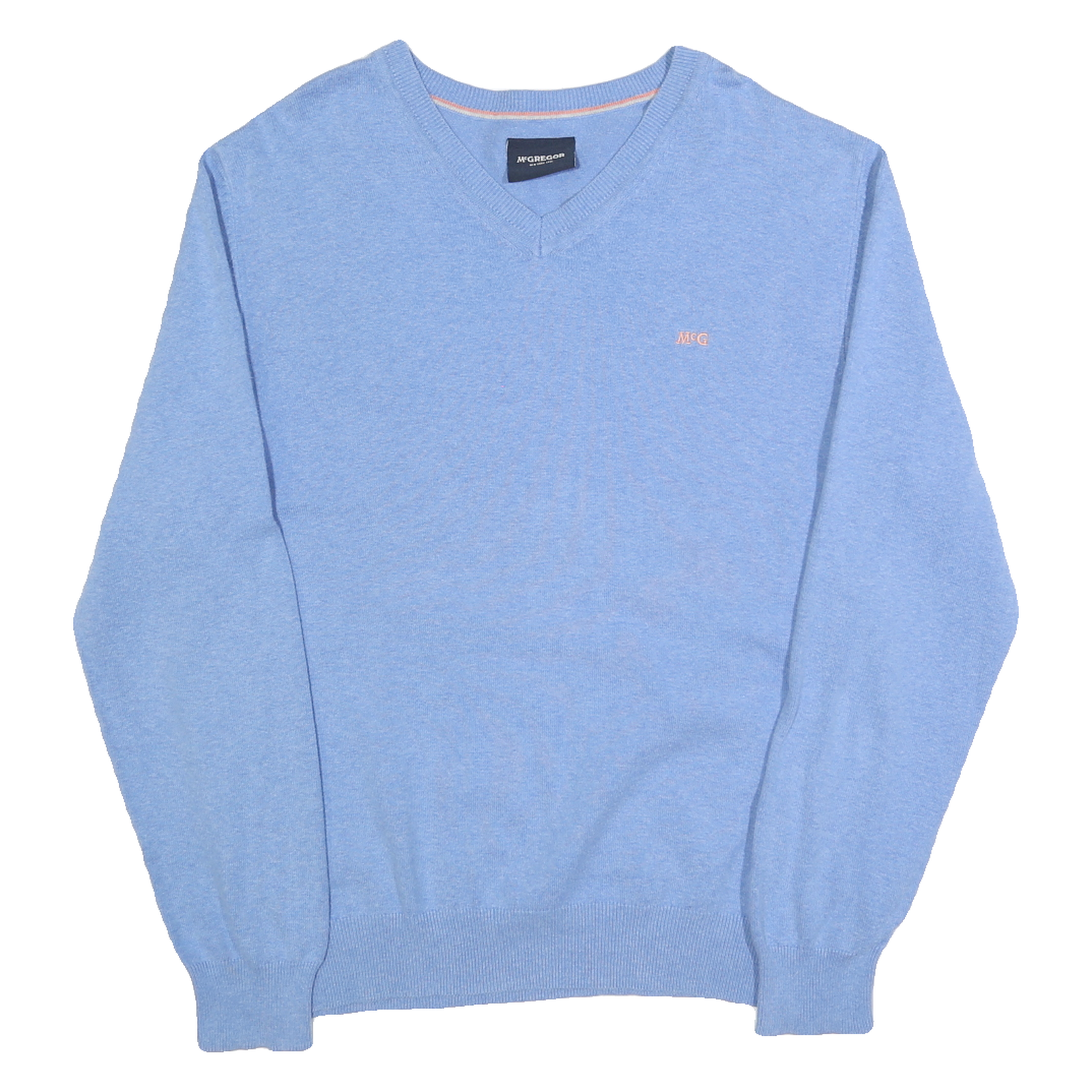MCGREGOR Mens Blue Plain Cotton Blend V-Neck Basic Knit Jumper L Casual Refurbished - N/A refurbished available on Cerqular