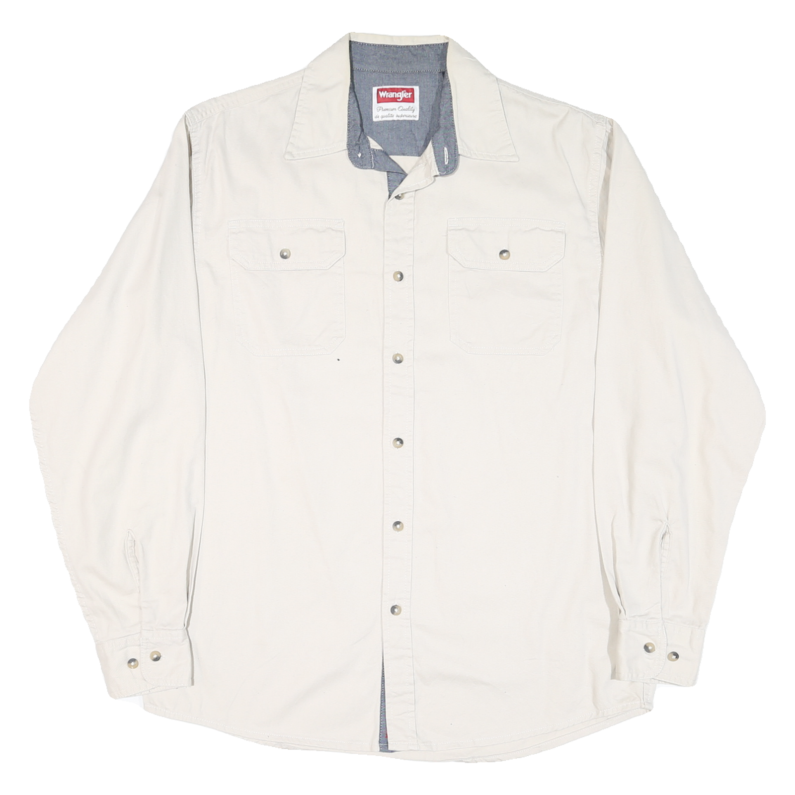 WRANGLER Mens White Cotton Blend Shirt M Classic Button Front Long Sleeve Refurbished - N/A refurbished available on Cerqular
