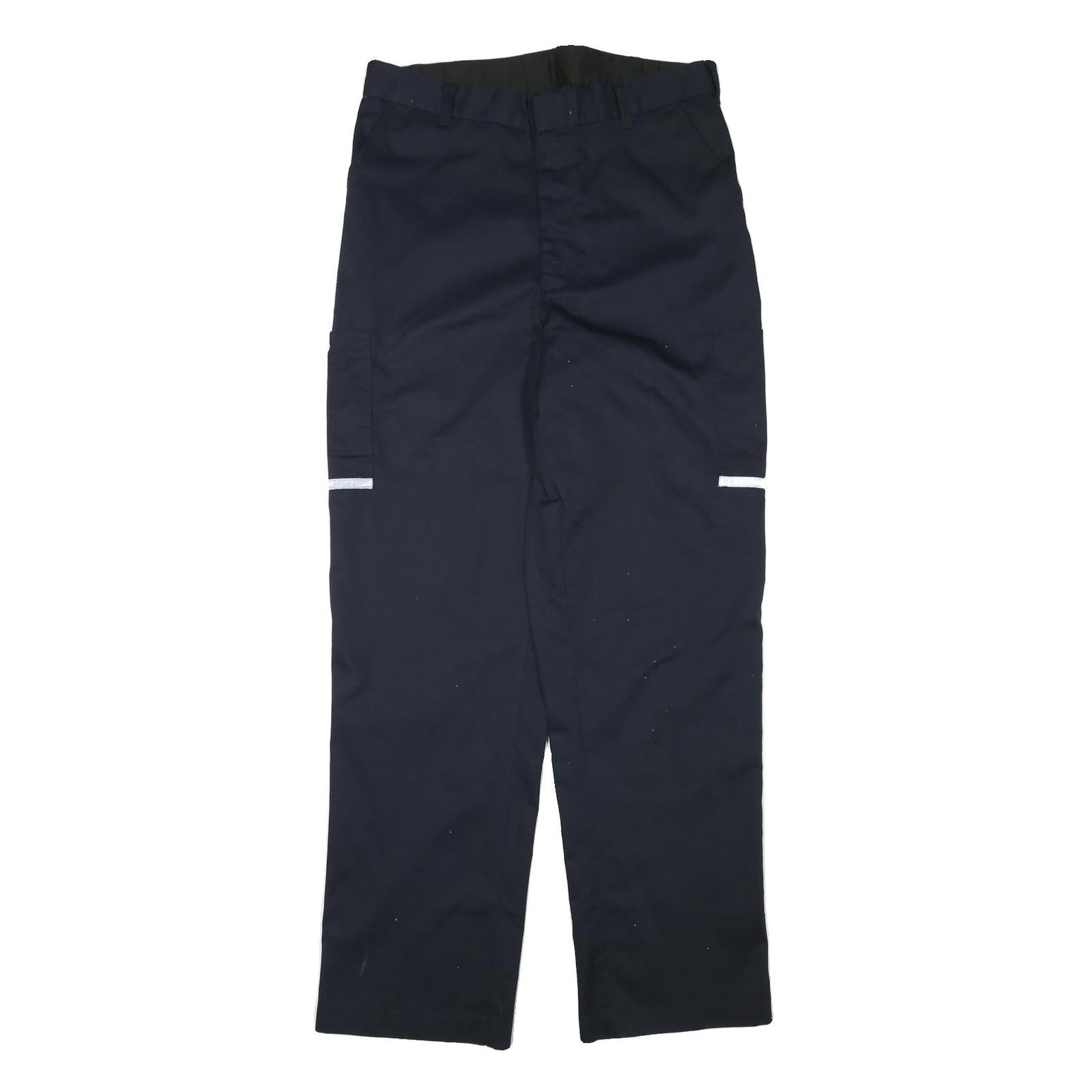 Mens Navy Relaxed Fit Polyester Blend Workwear Zip Trousers W34 L33 Refurbished - N/A refurbished available on Cerqular
