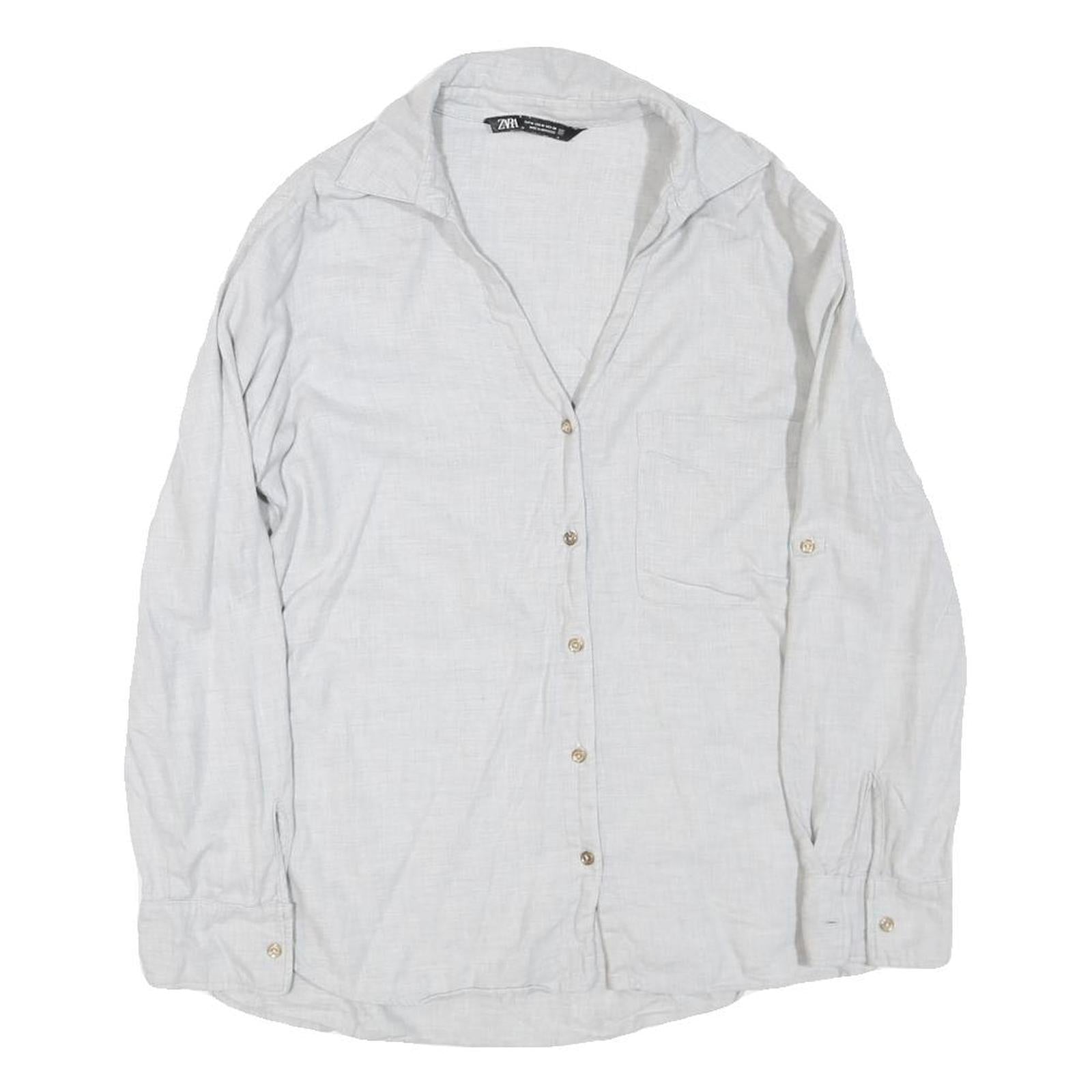 ZARA Womens White Basic Shirt Long Sleeve Collared M Button Front Casual Refurbished - N/A refurbished available on Cerqular