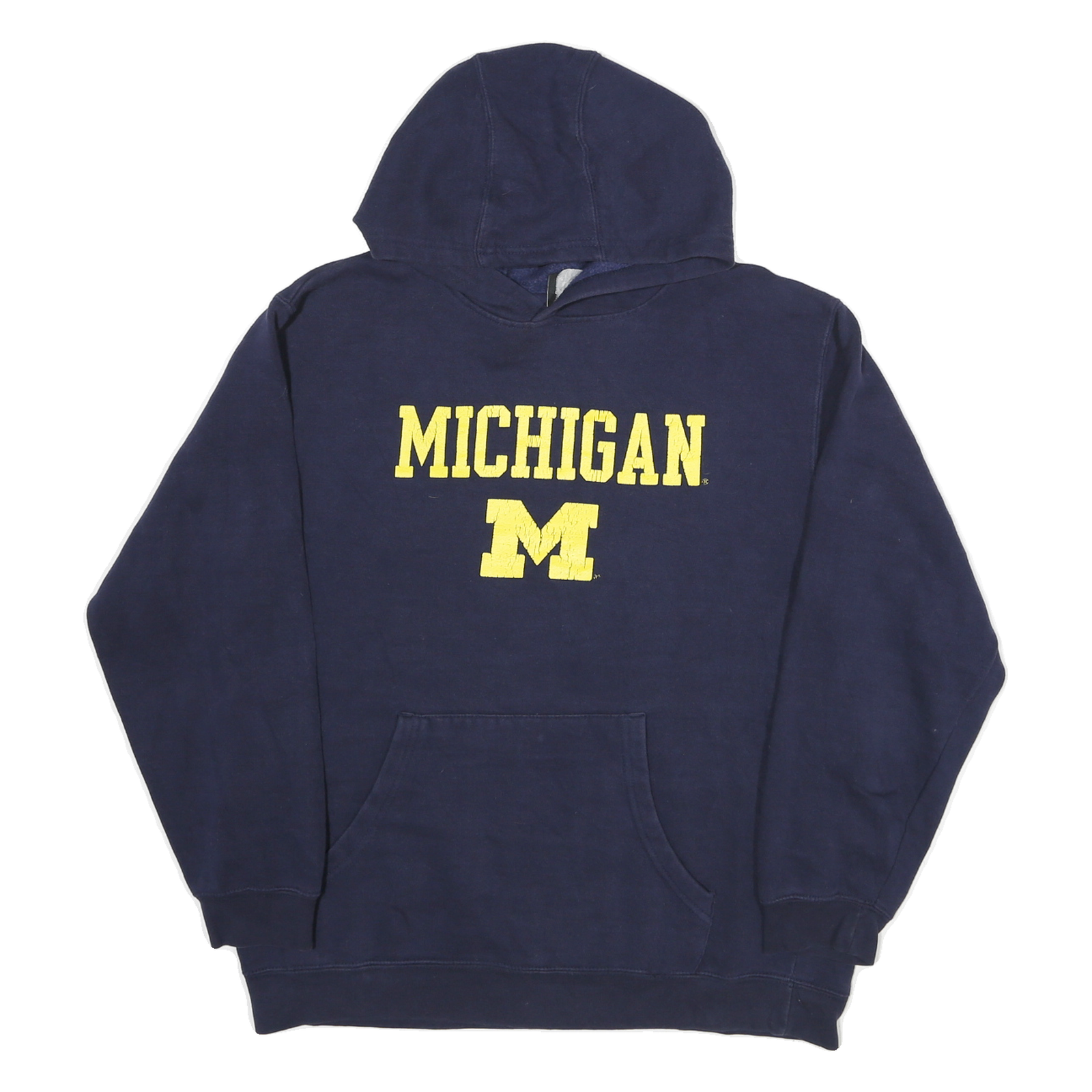 ADIDAS Mens Blue & Navy Michigan Pullover Hoodie S Cotton Blend Drawstring Refurbished - N/A refurbished available on Cerqular