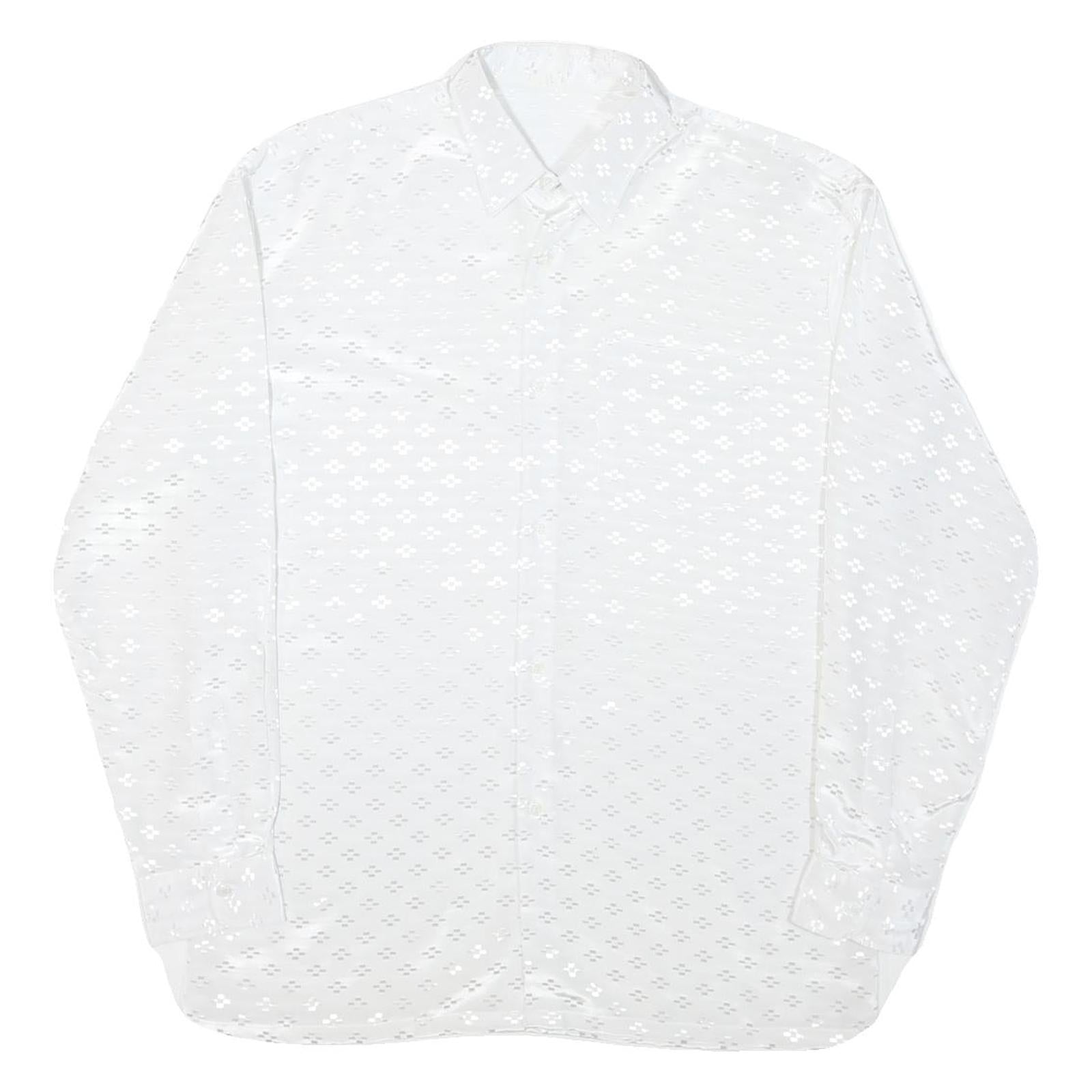 Mens White Printed Shirt Long Sleeve Collared XL Lightweight Shirt Refurbished - N/A refurbished available on Cerqular