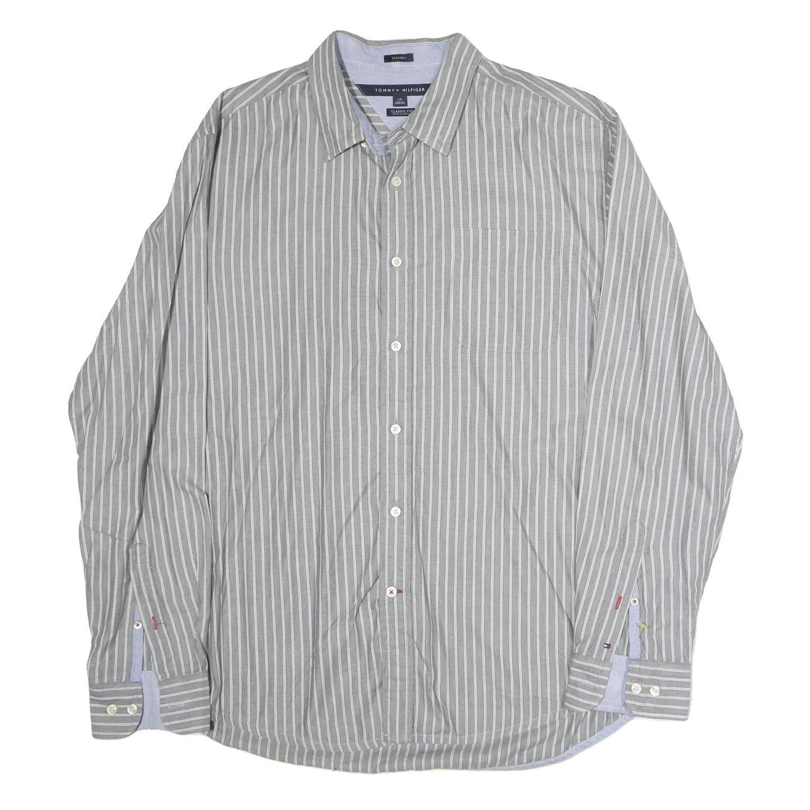 Buy TOMMY HILFIGER Mens Grey & White Striped Shirt L Classic Fit Button Down Cotton Refurbished - $38.99 TOMMY HILFIGER Mens Grey & White Striped Shirt L Classic Fit Button Down Cotton Refurbished - N/A refurbished available on Cerqular