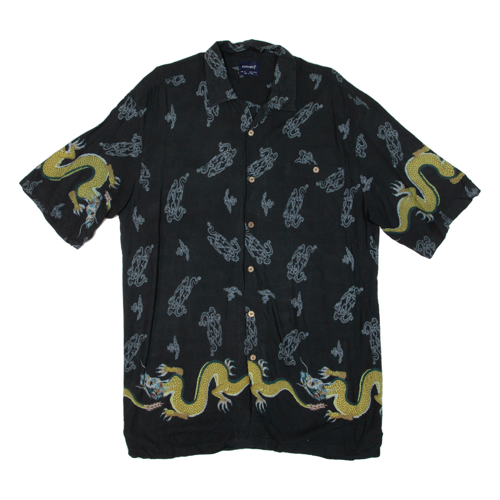 SOUTH BAY Mens Shirt Green Crazy Pattern XL Refurbished - N/A refurbished available on Cerqular