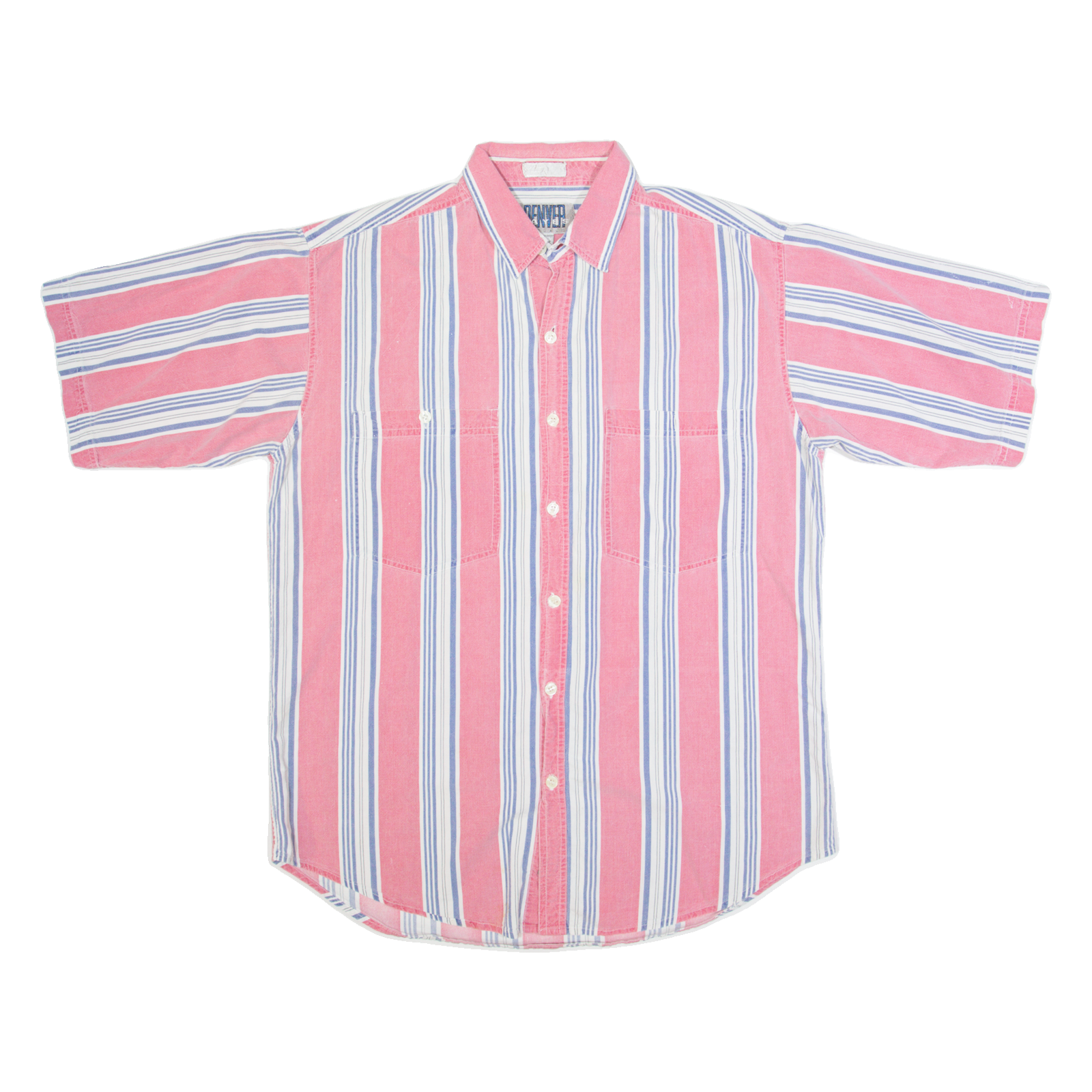DENVER HAYES Mens Shirt Pink 90s Striped L Refurbished - N/A refurbished available on Cerqular