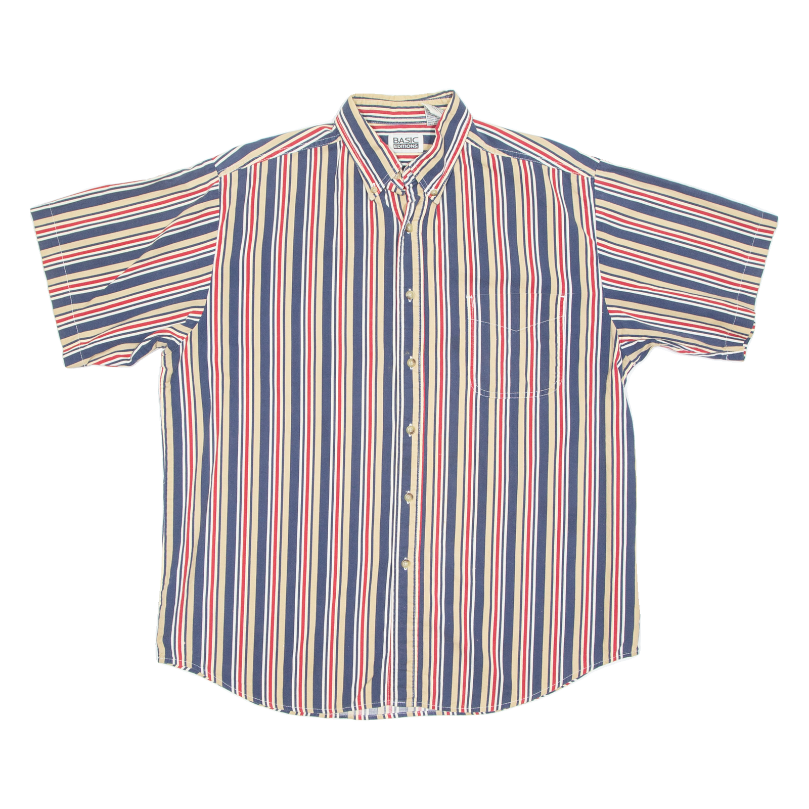 BASIC EDITIONS Mens Shirt Brown Striped L Refurbished - N/A refurbished available on Cerqular