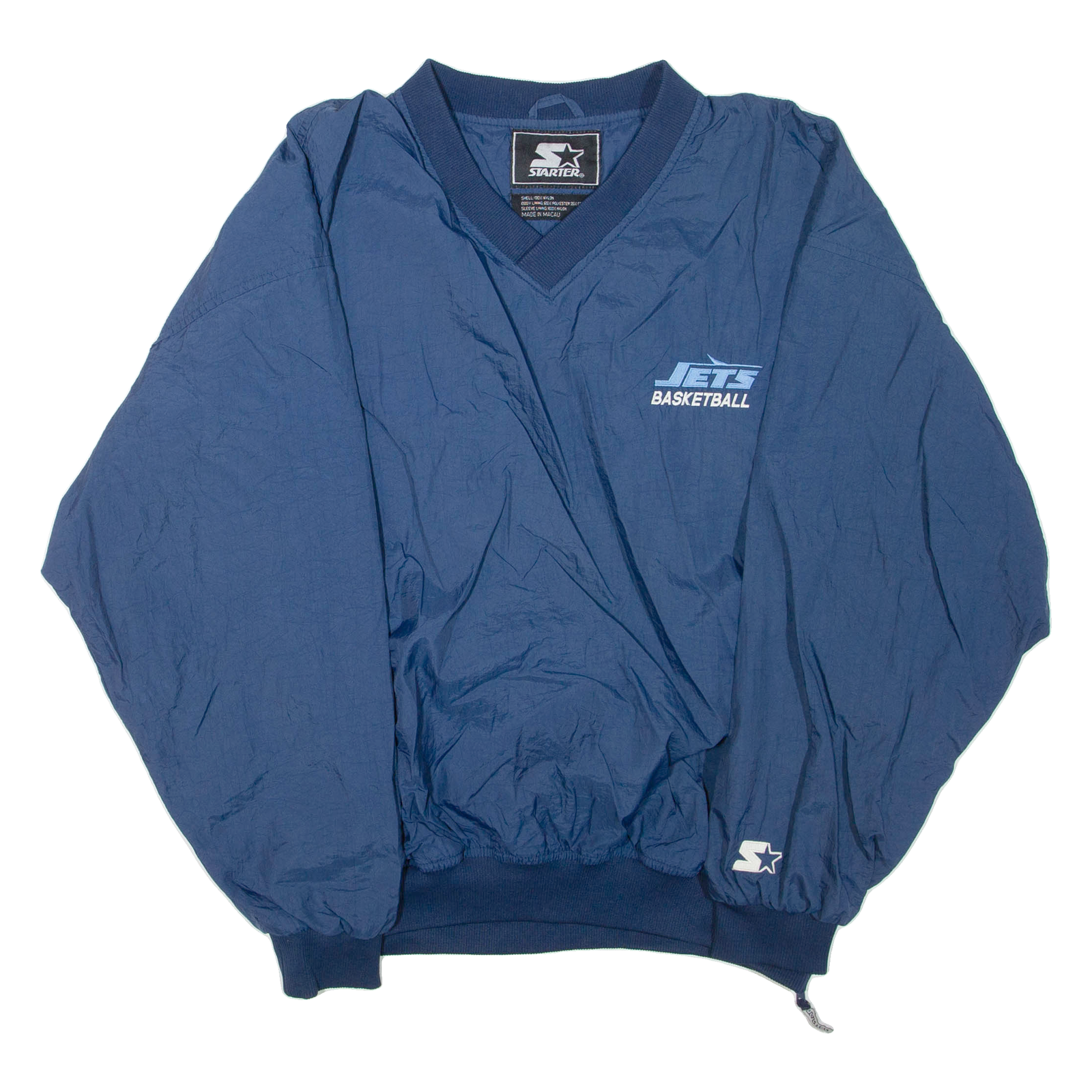 STARTER Jets Basketball Mens Pullover Jacket Blue Nylon XL Refurbished - N/A refurbished available on Cerqular
