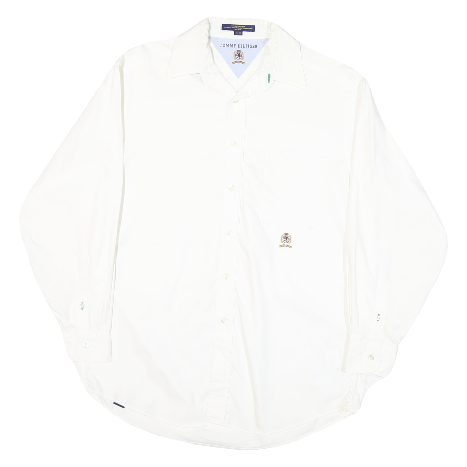 TOMMY HILFIGER Mens White Plain Long Sleeve Shirt L Classic Cotton Refurbished - N/A refurbished available on Cerqular