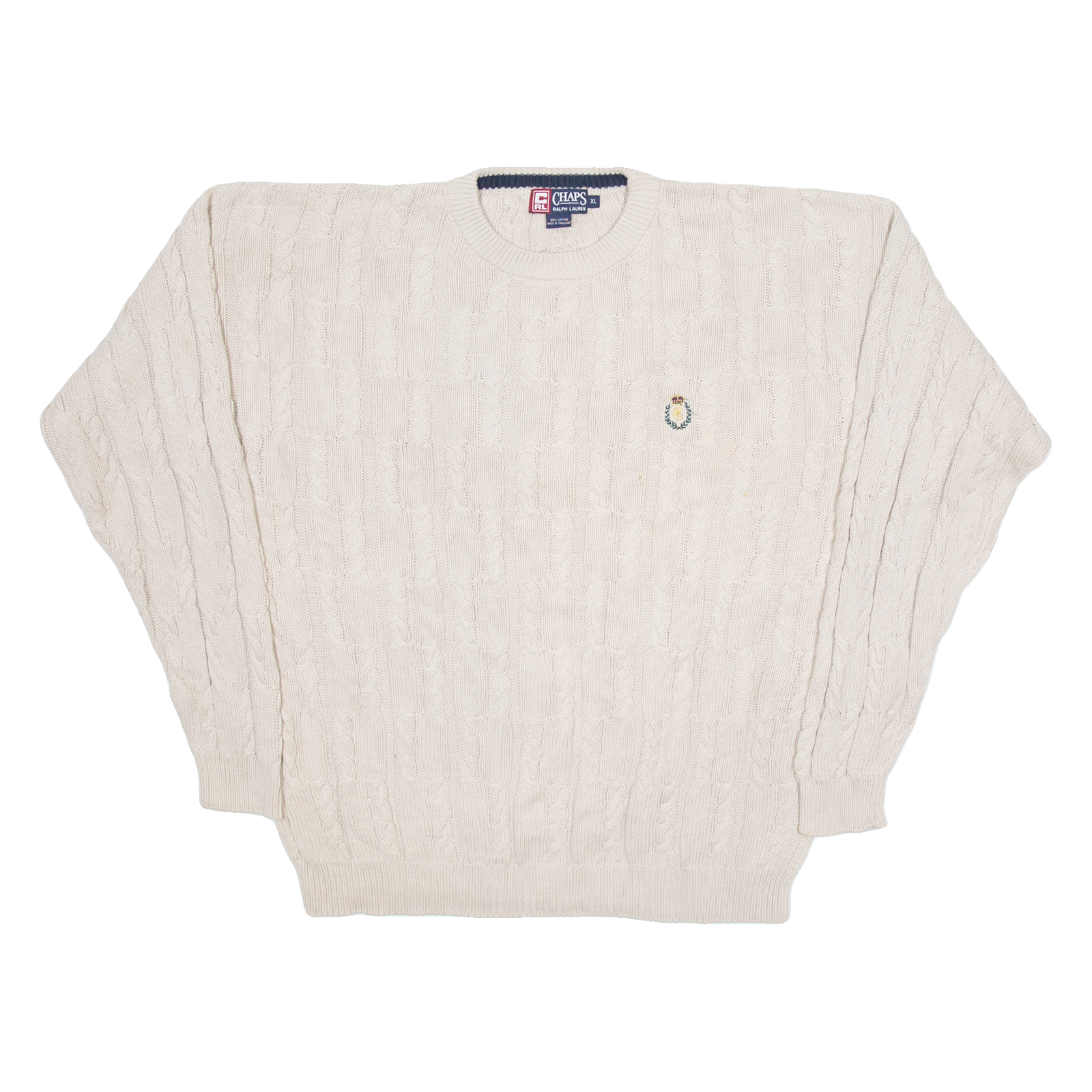 CHAPS RALPH LAUREN Mens Jumper Beige Cable Knit XL Refurbished - N/A refurbished available on Cerqular