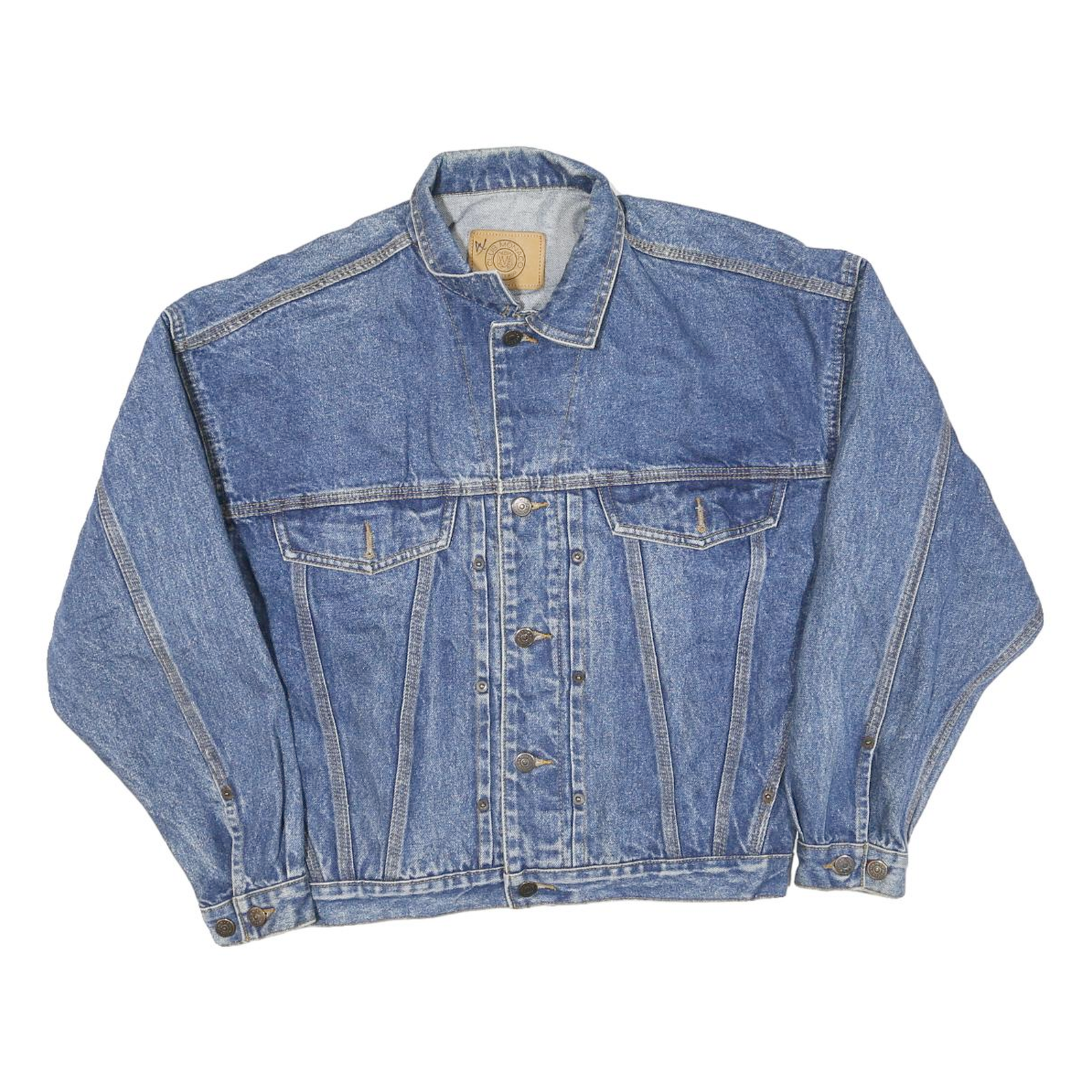 CLUB MONACO Womens Blue Denim Jacket L Cotton Blend Button Closure Classic Fit Refurbished - N/A refurbished available on Cerqular