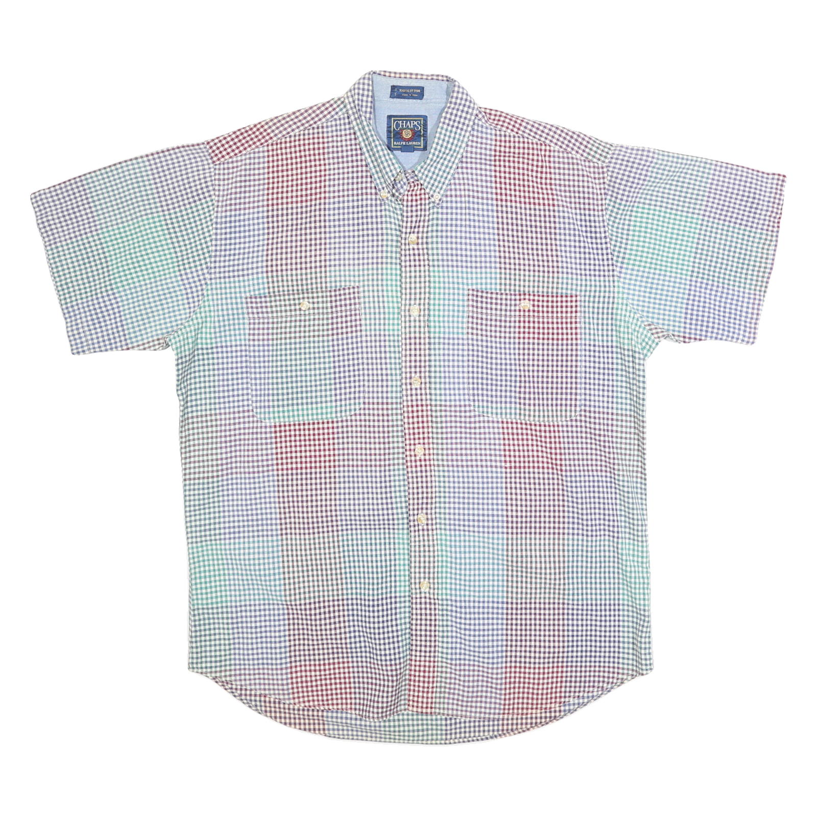 CHAPS Mens Multi Colour Check Shirt L Casual Cotton Button Down Short Sleeve Refurbished - N/A refurbished available on Cerqular